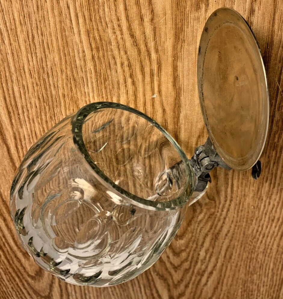 Antique  Art Nouveau, Glass Lidded, Beer Cup, 0.25L GERMANY, 1900s
