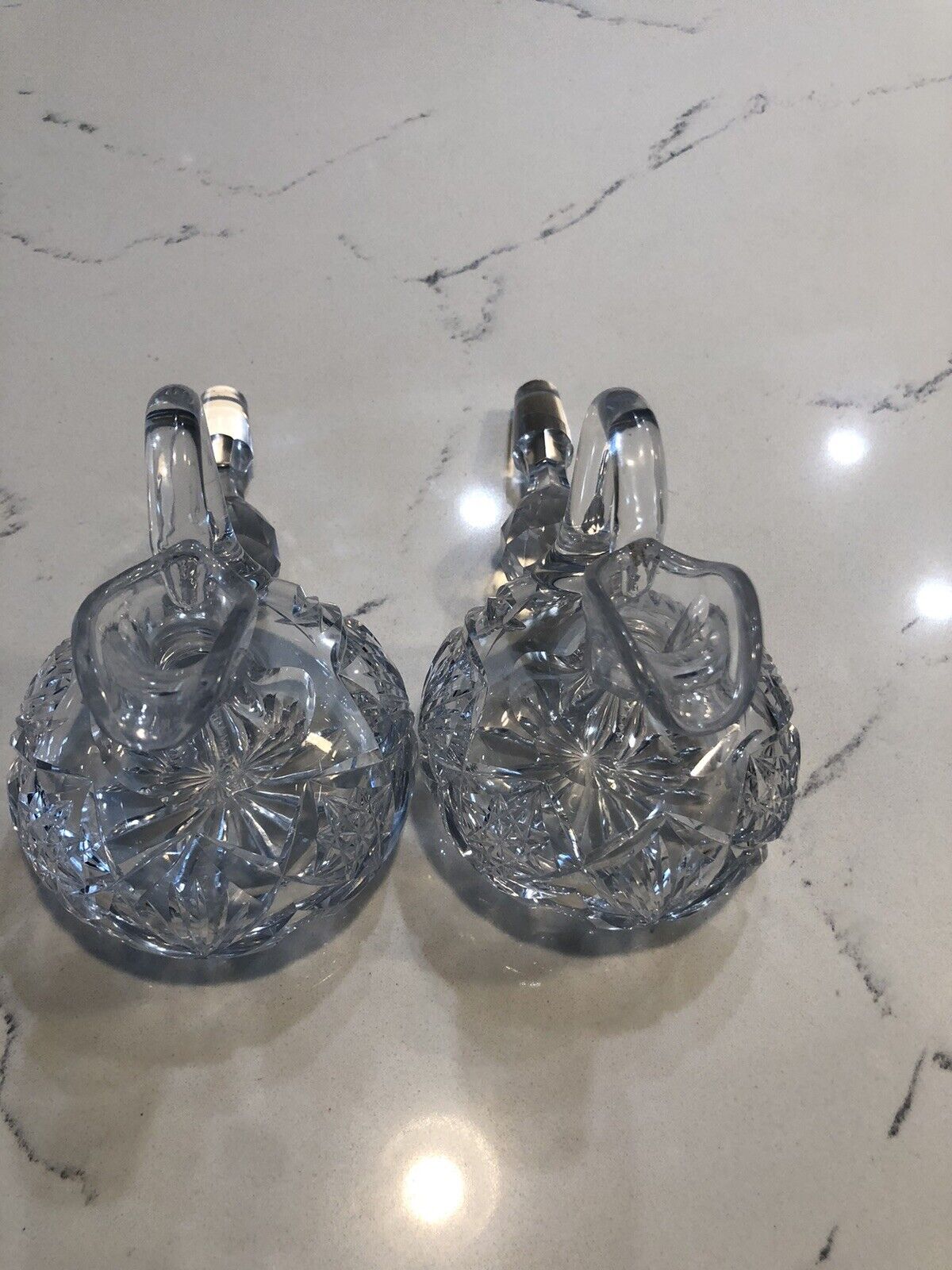 Antique Brilliant Cut Glass Oil & Vinegar Cruet Early 1900's Libbey Stamp