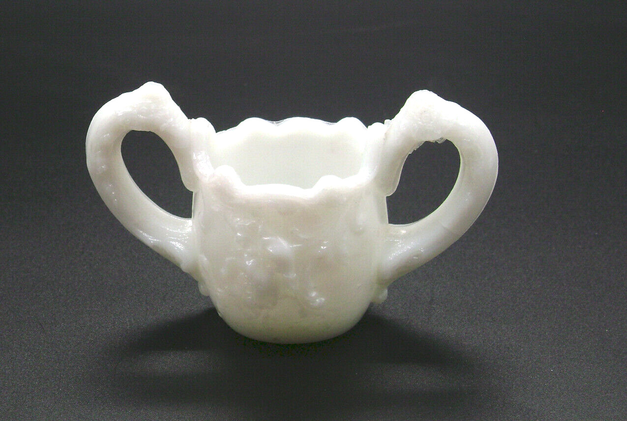 Antique Childrens Glassware 1900's Milk Glass Wild Rose Sugar Bowl