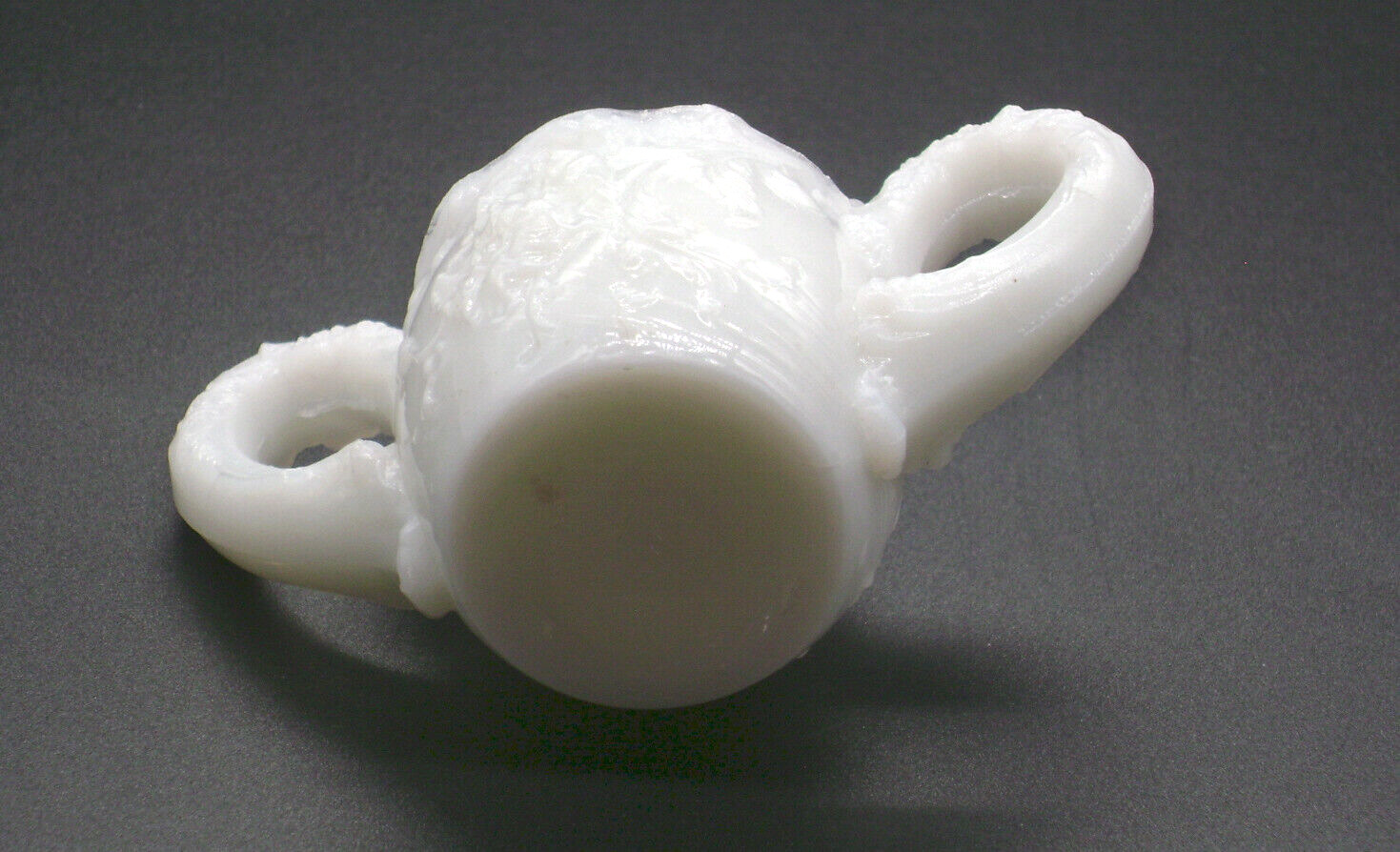 Antique Childrens Glassware 1900's Milk Glass Wild Rose Sugar Bowl
