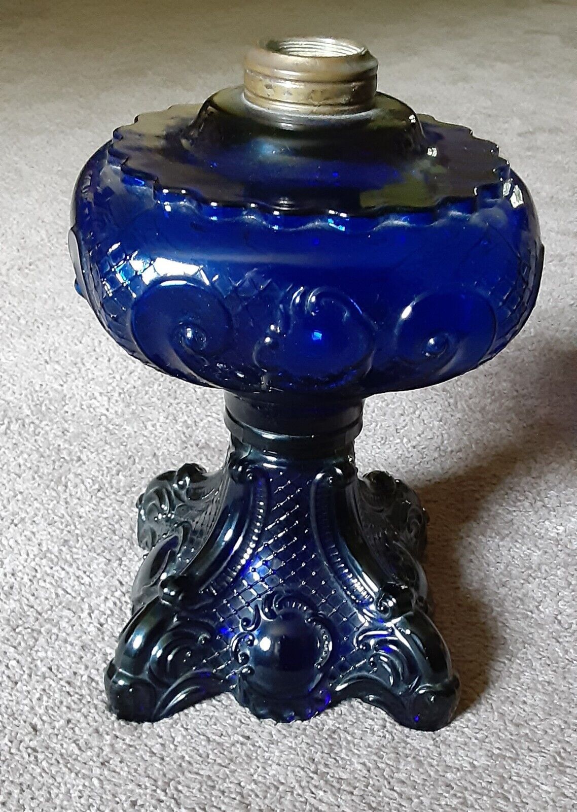 Princess Feather Cobalt Blue Oil Lamp