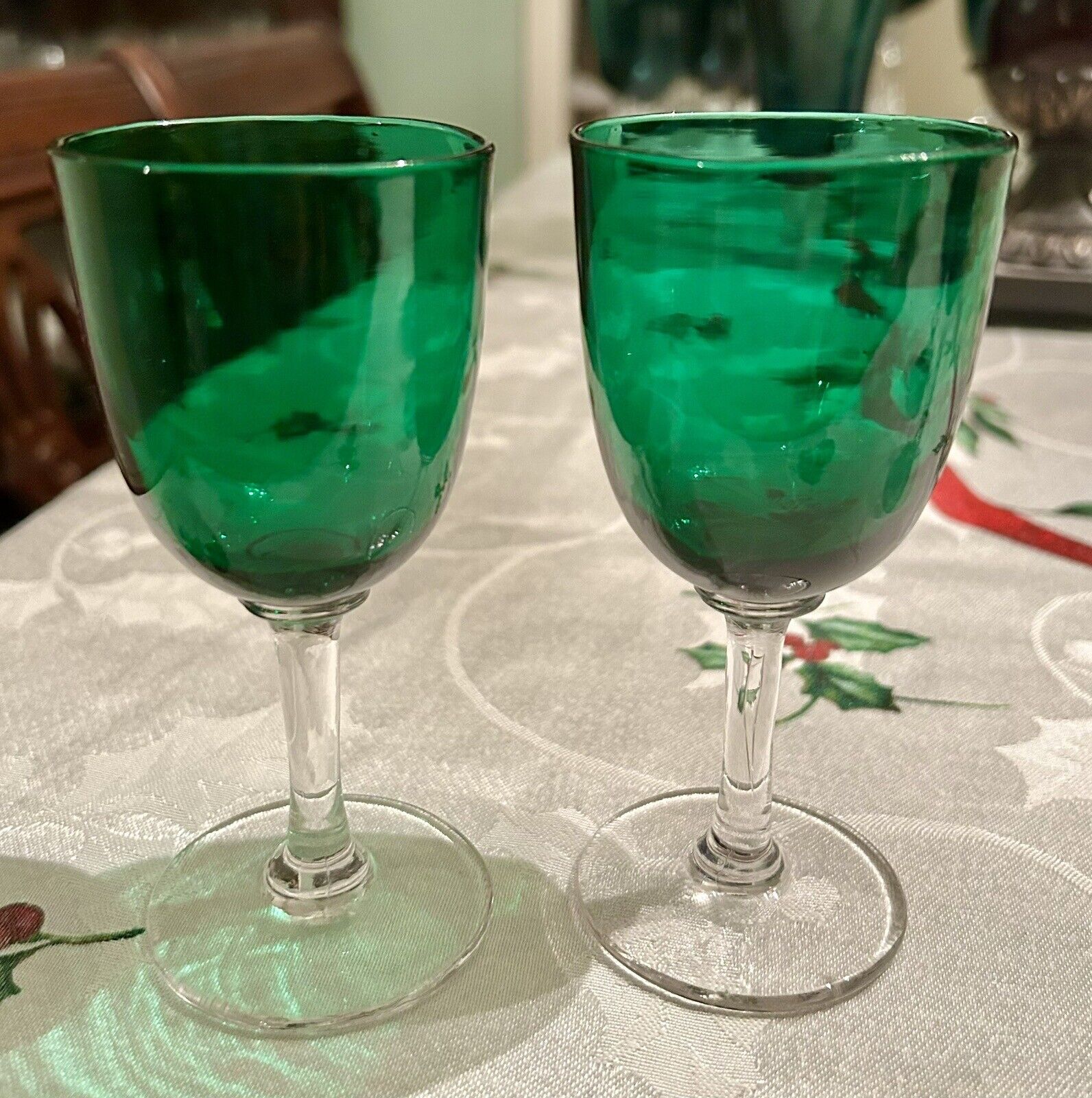 Antique1900’s Hand Blown Green (Bristol Sherry Glasses)