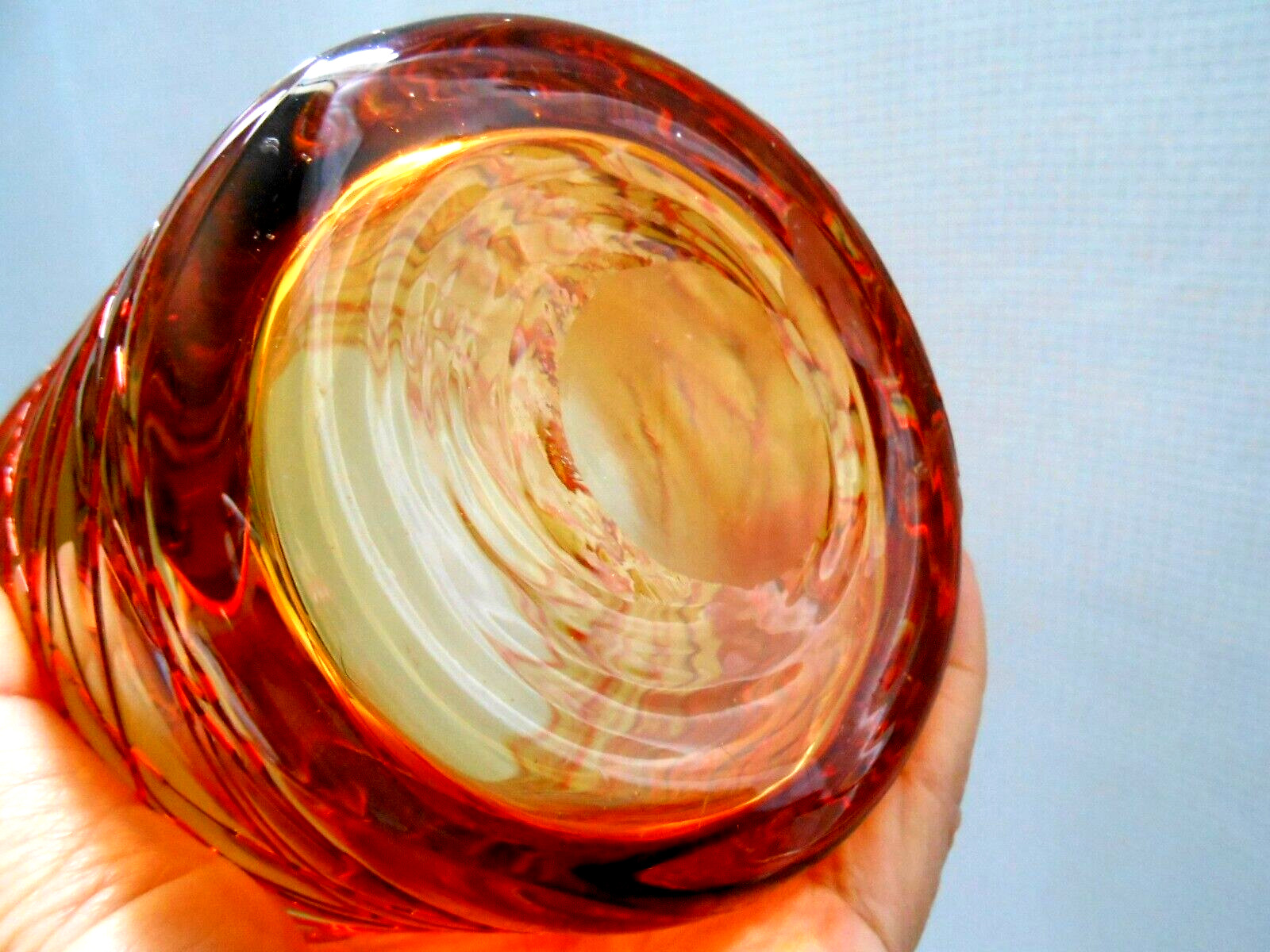 DURAND Threaded Amber Art Glass Champagne Wine Cooler c1900’s Tiffany Quezal Era