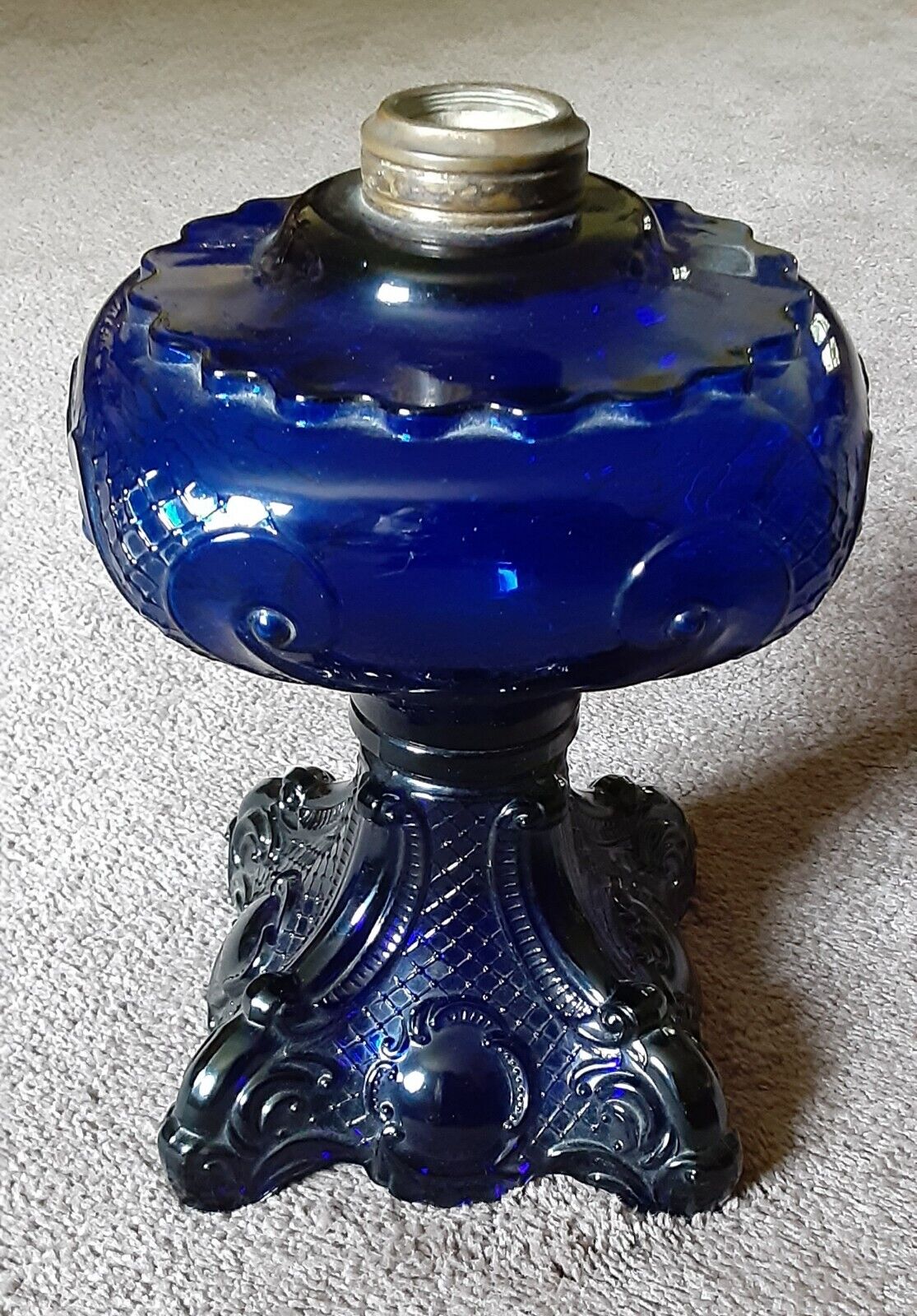 Princess Feather Cobalt Blue Oil Lamp