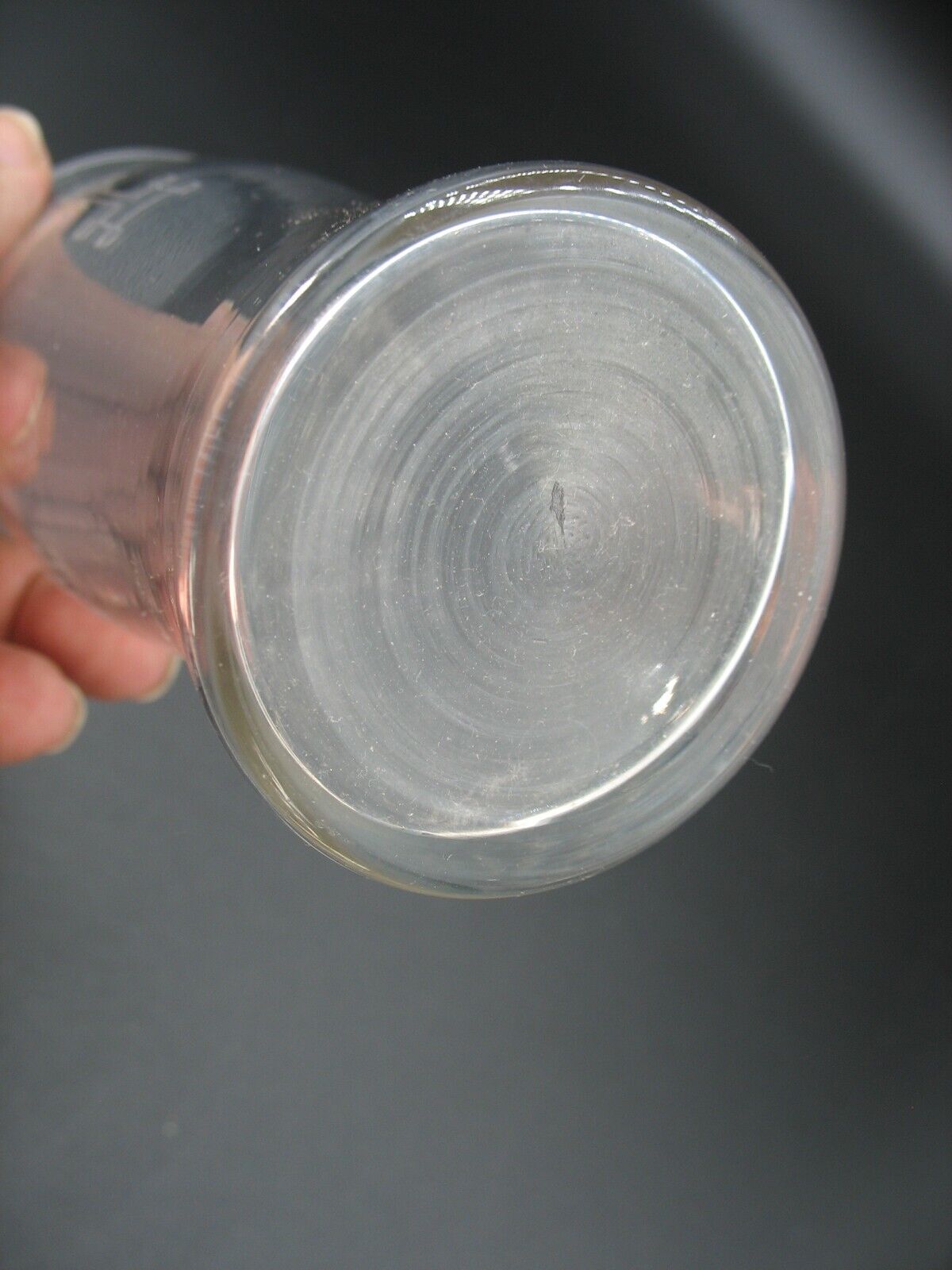 early 1900s 4 3/4"  glass tumbler crystal etched Arts n Crafts Tiffin? Barware