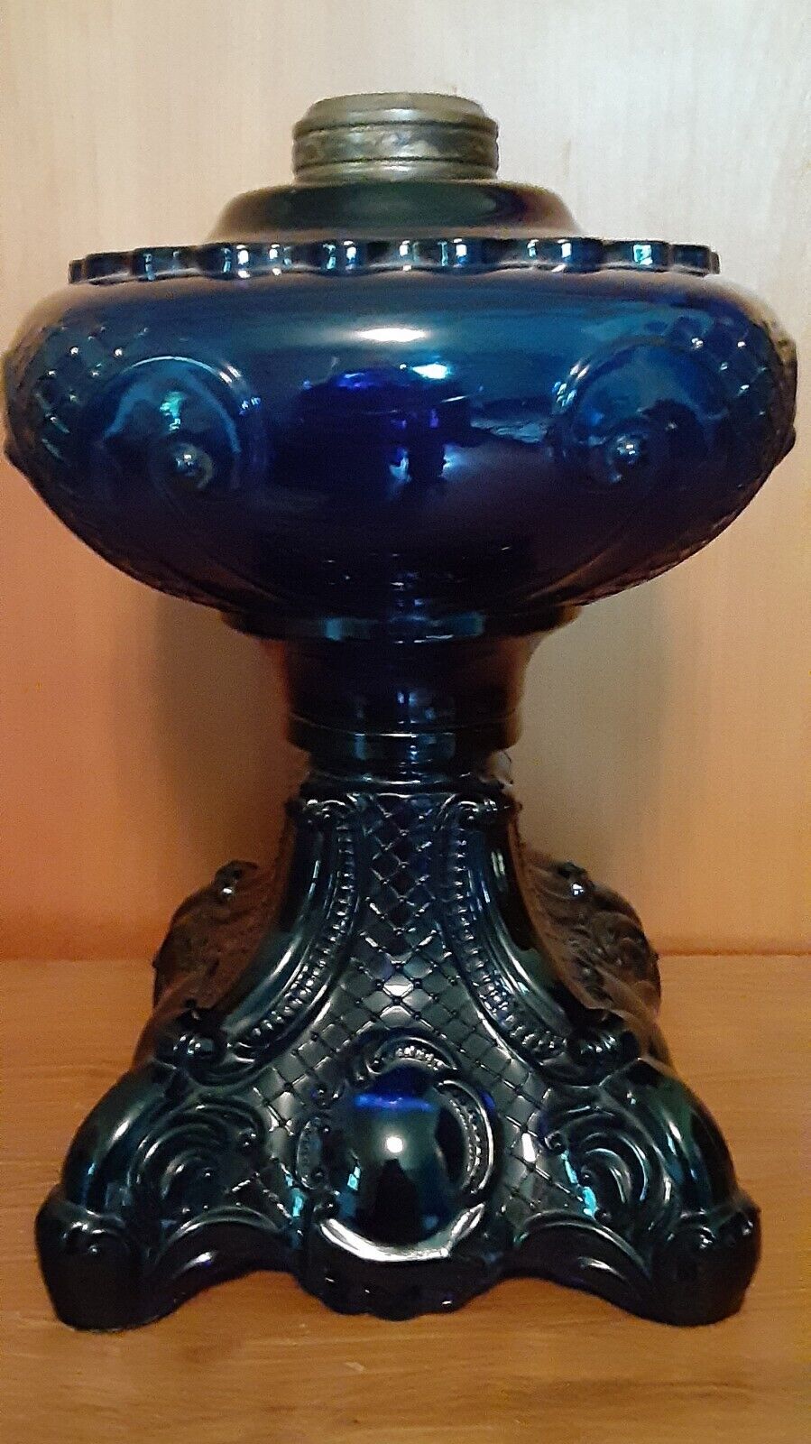 Princess Feather Cobalt Blue Oil Lamp
