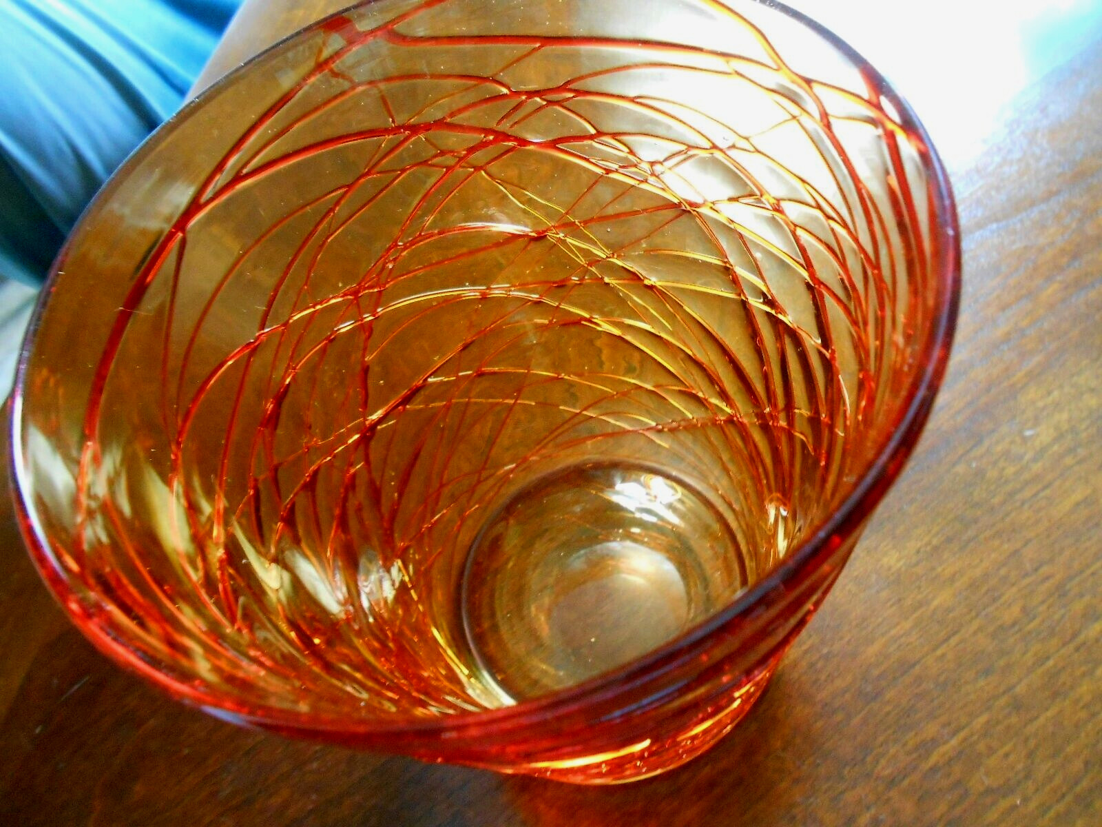 DURAND Threaded Amber Art Glass Champagne Wine Cooler c1900’s Tiffany Quezal Era