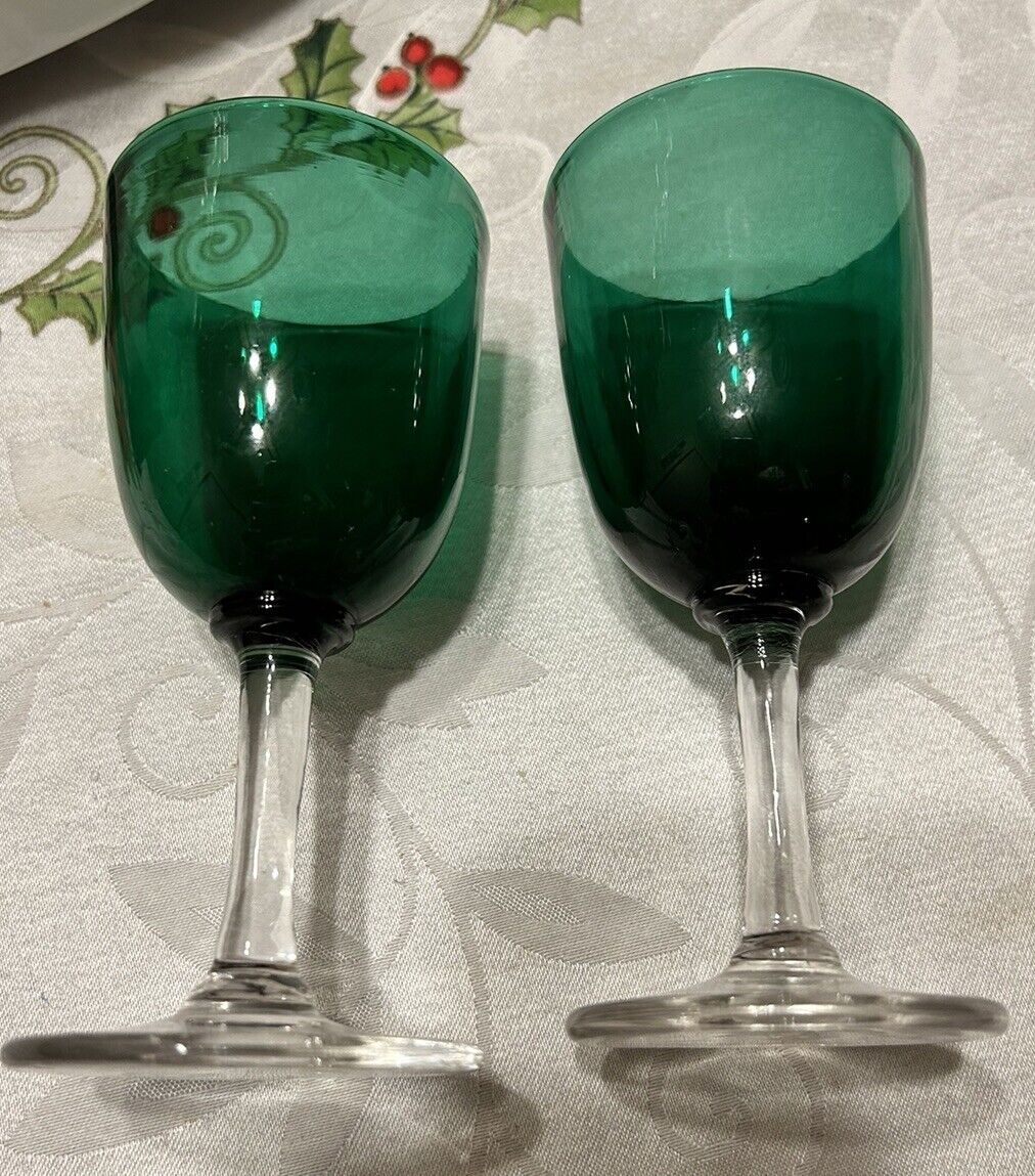 Antique￼1900’s  Hand Blown Green  (Bristol Sherry Glasses)