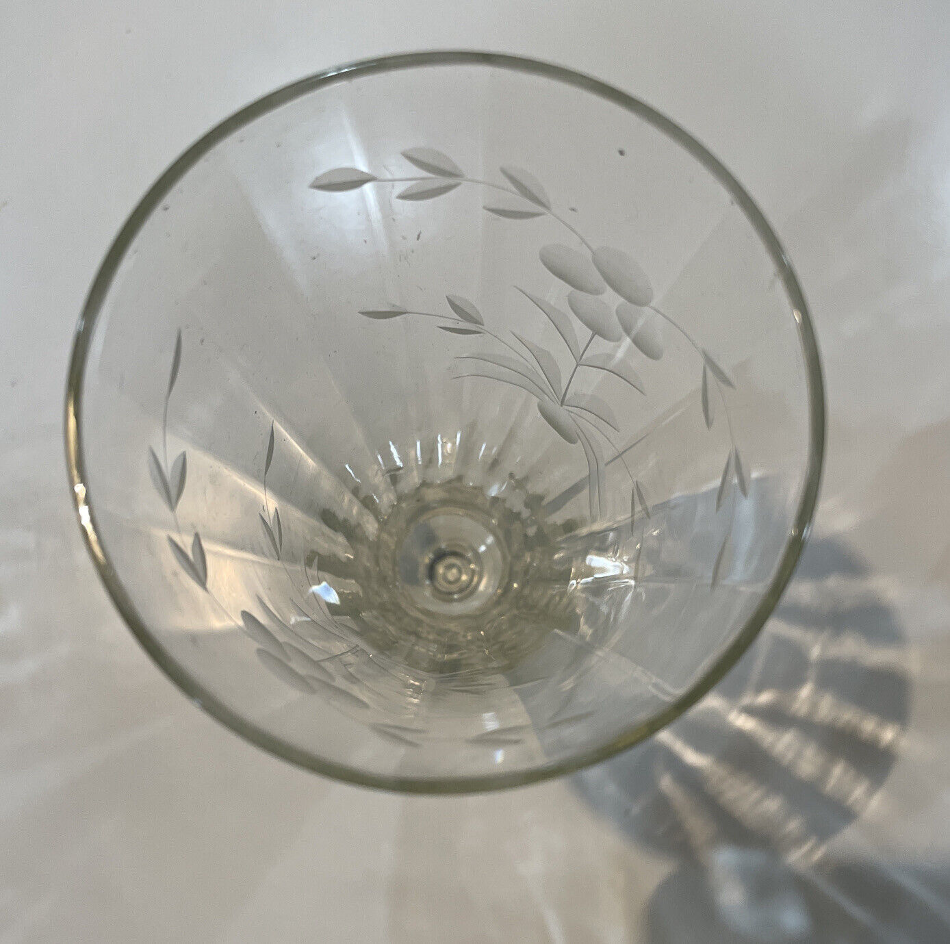 2 Tall Vintage  1900's Daisy Etched Crystal Sherbet/Champagne Goblet -Excellent