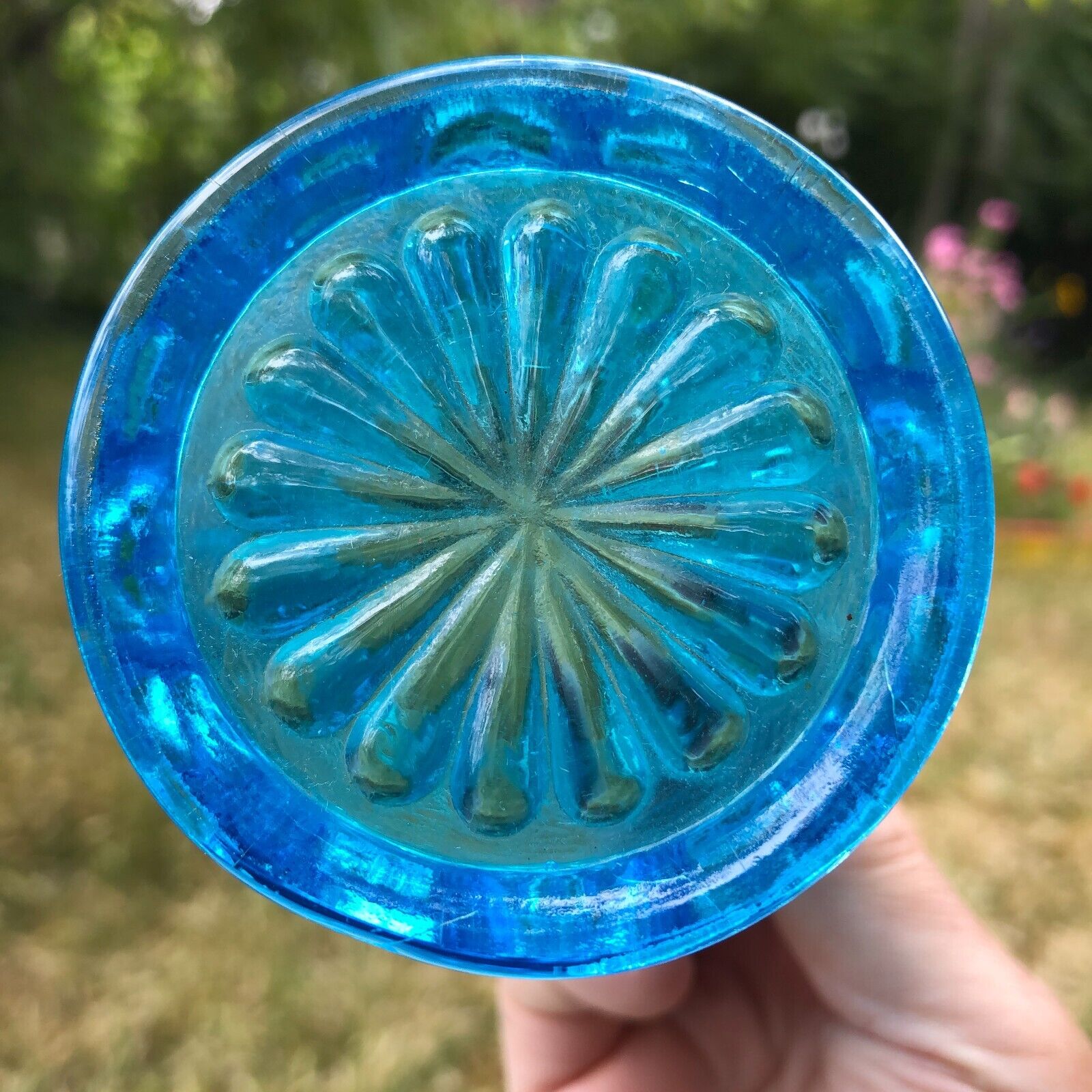 Shell and Jewel Flat Tumbler 3.75" Sapphire Blue Westmoreland Late 1800's