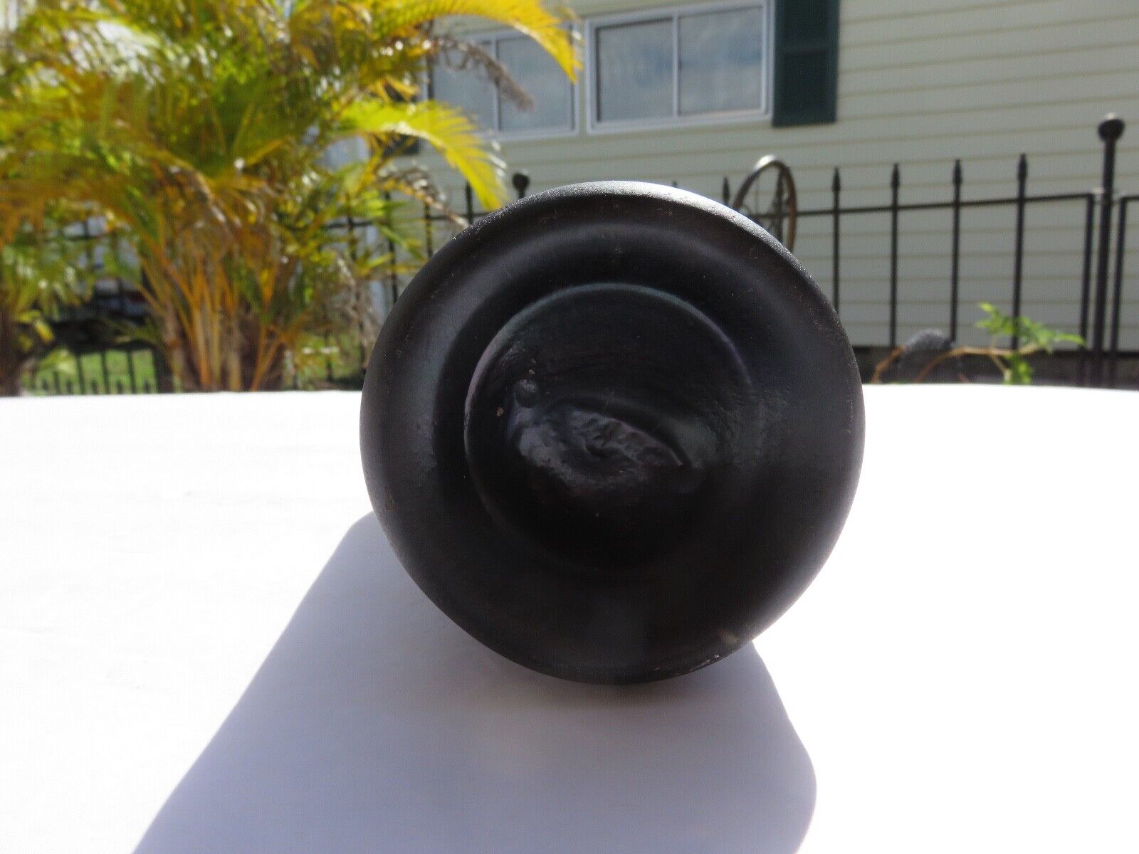 1800’s Black Glass/Dark Green 11” Whiskey Bottle 3 Pc. Mold, Applied Lip