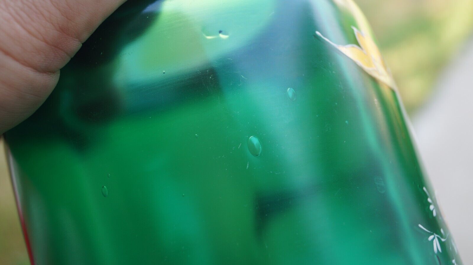 Antique 1900 Victorian Art Nouveau Art Glass Green Biscuit Jar / Pickle Castor