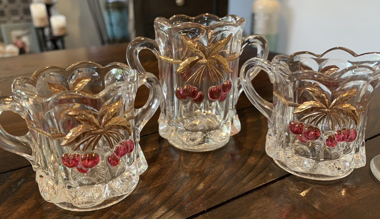 Antique  EAPG Original 1800S Northwood Glass  Miniature Cherry And Cable Set