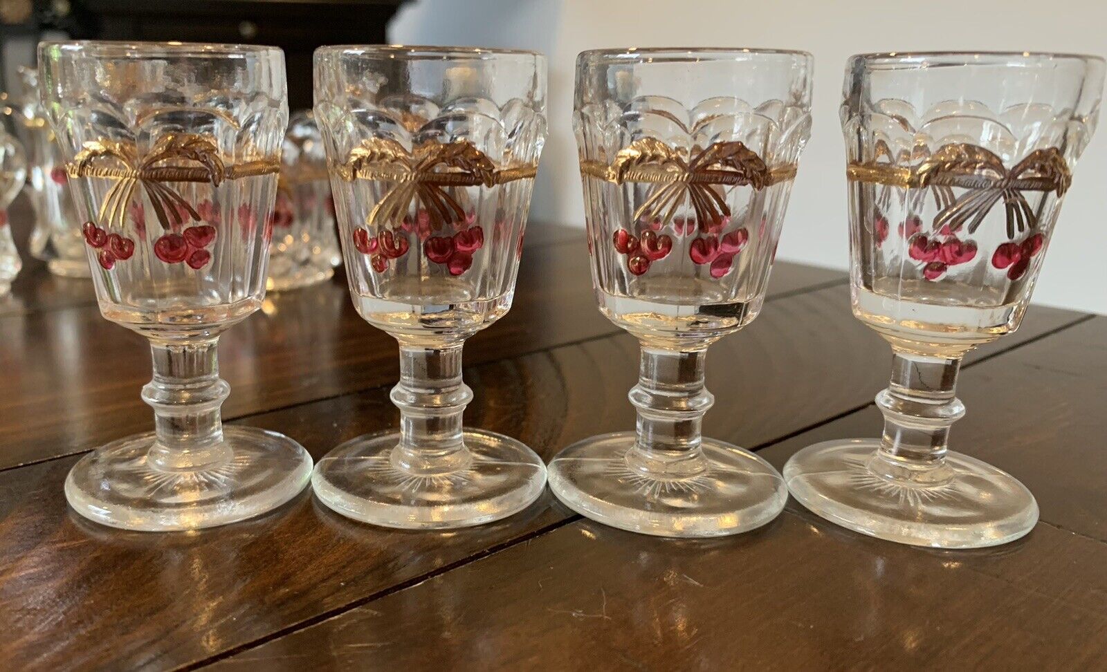 Antique  EAPG Original 1800S Northwood Glass  Miniature Cherry And Cable Set