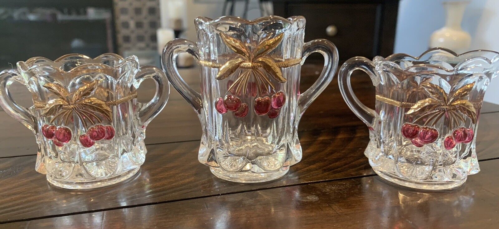 Antique  EAPG Original 1800S Northwood Glass  Miniature Cherry And Cable Set