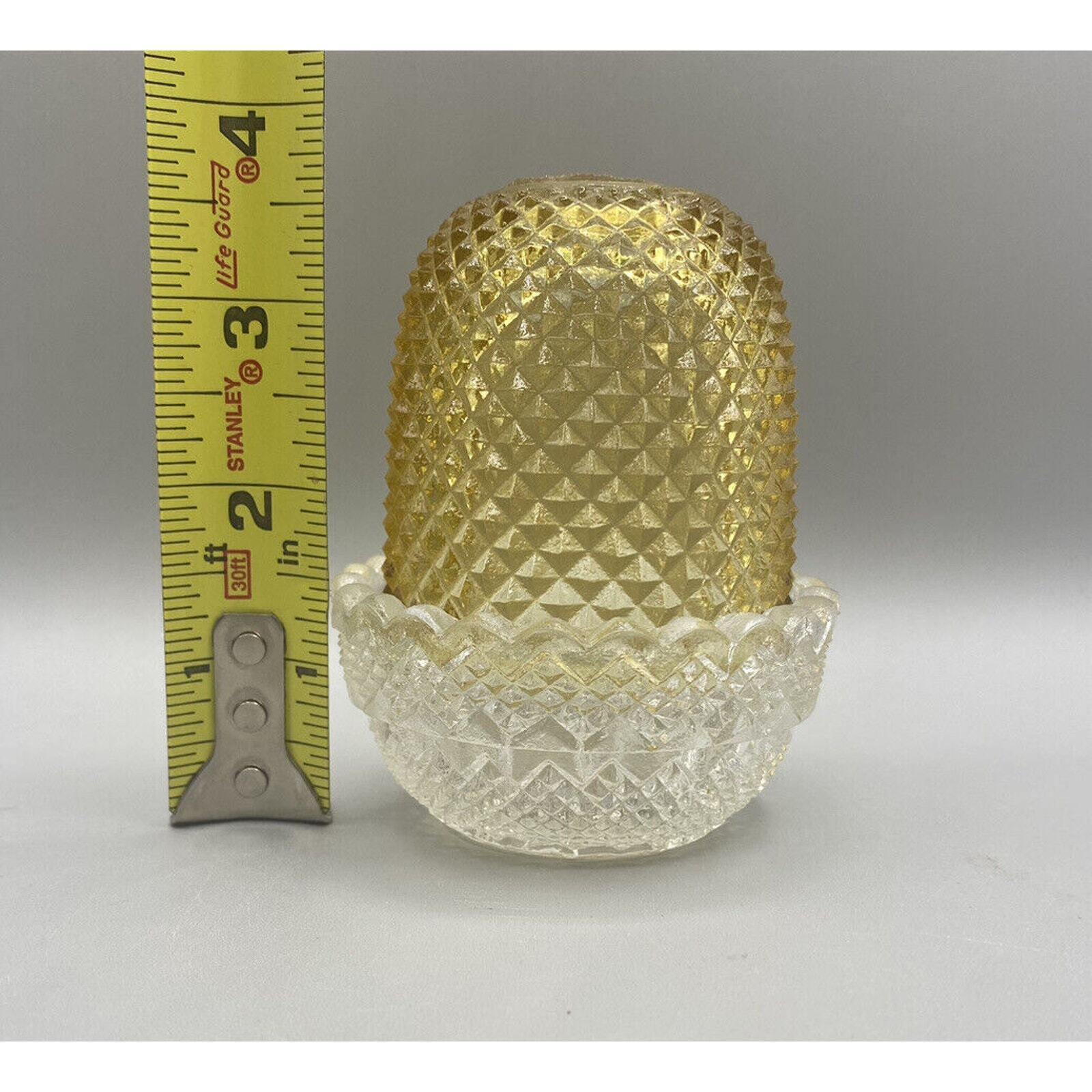 Antique Cricklite S Clarke Pyramid Glass Fairy Lamp Yellow Diamond Point 1800s
