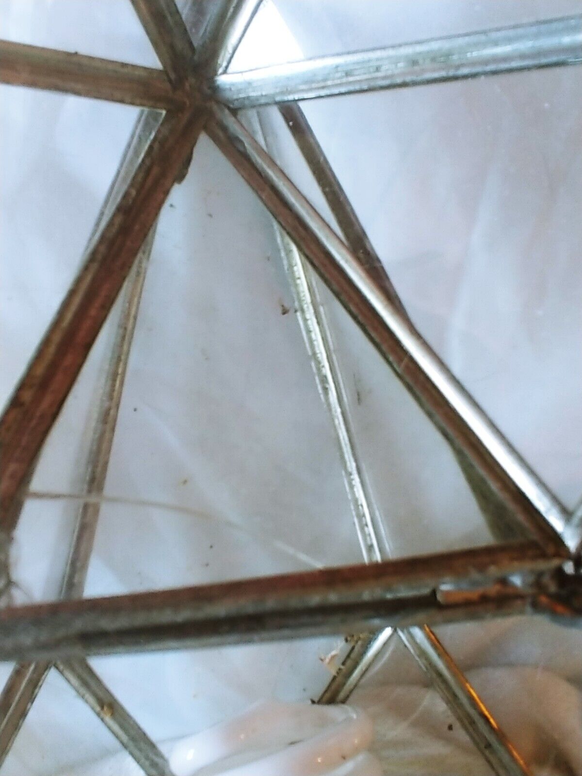 Pair Of Antique Moravian Star Tin And Glass Star Light Fixture Early 1900s