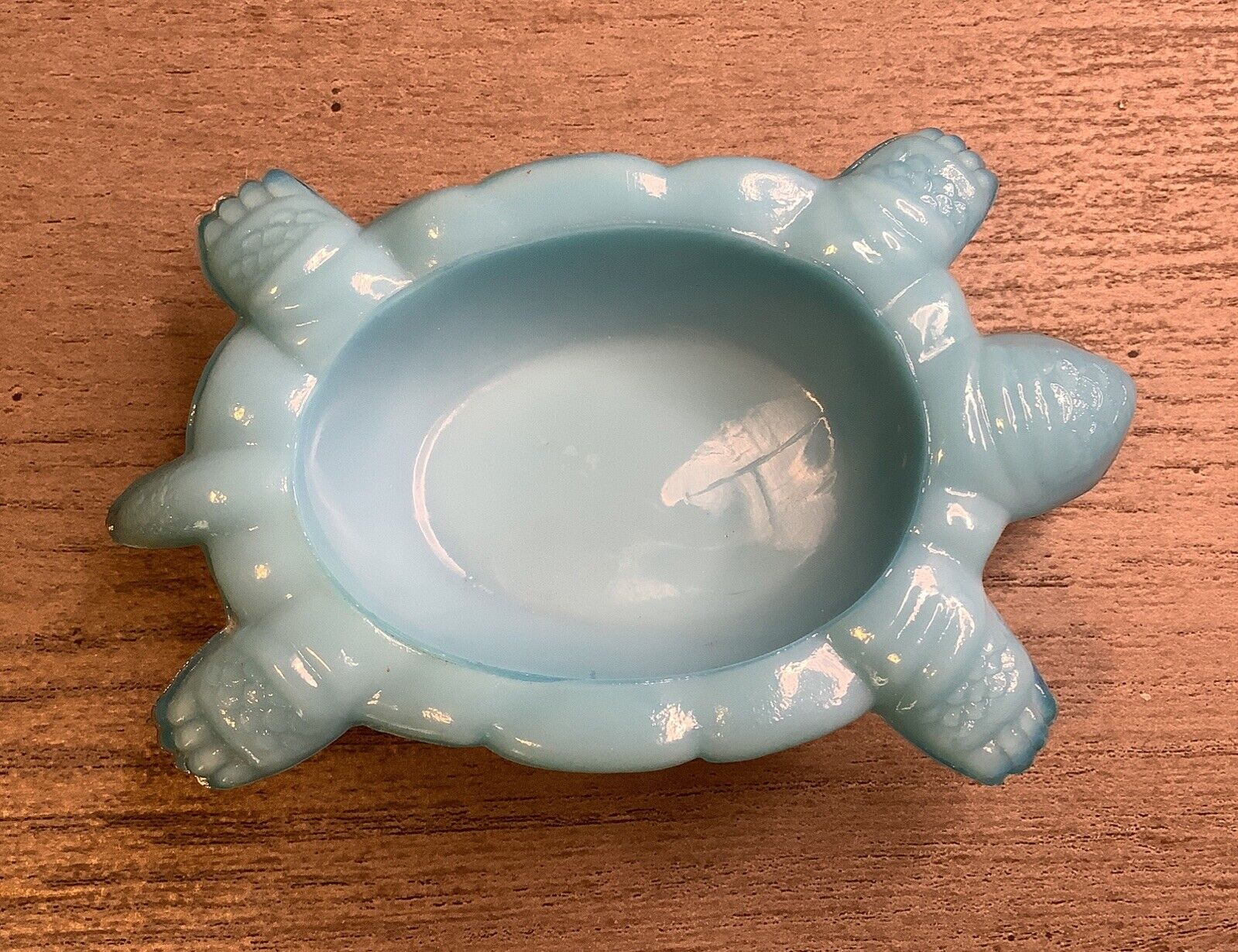 Early 1900S Vallerysthal Blue Milk Glass Turtle Open Salt Dip ￼sits Upside Down