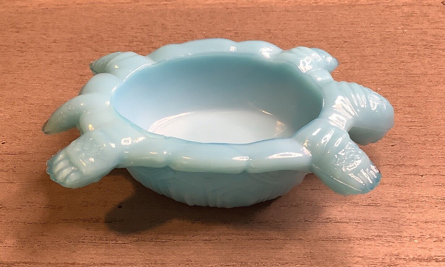 Early 1900S Vallerysthal Blue Milk Glass Turtle Open Salt Dip ￼sits Upside Down
