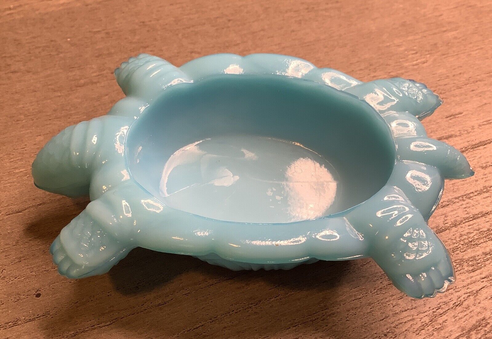 Early 1900S Vallerysthal Blue Milk Glass Turtle Open Salt Dip ￼sits Upside Down