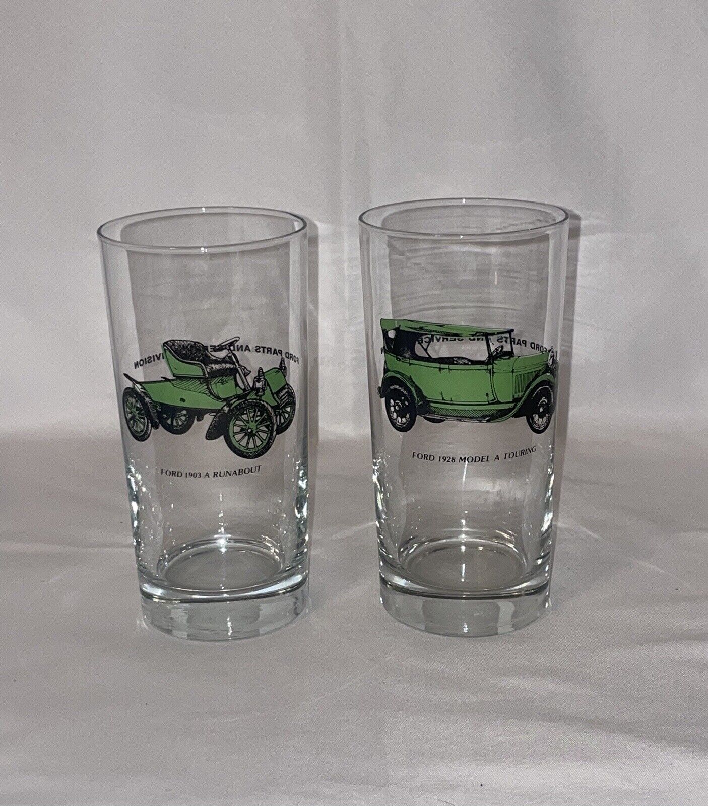 Ford Classic Cars 1900s-1930s Glassware Set of 6 Ford Parts and Motor Division