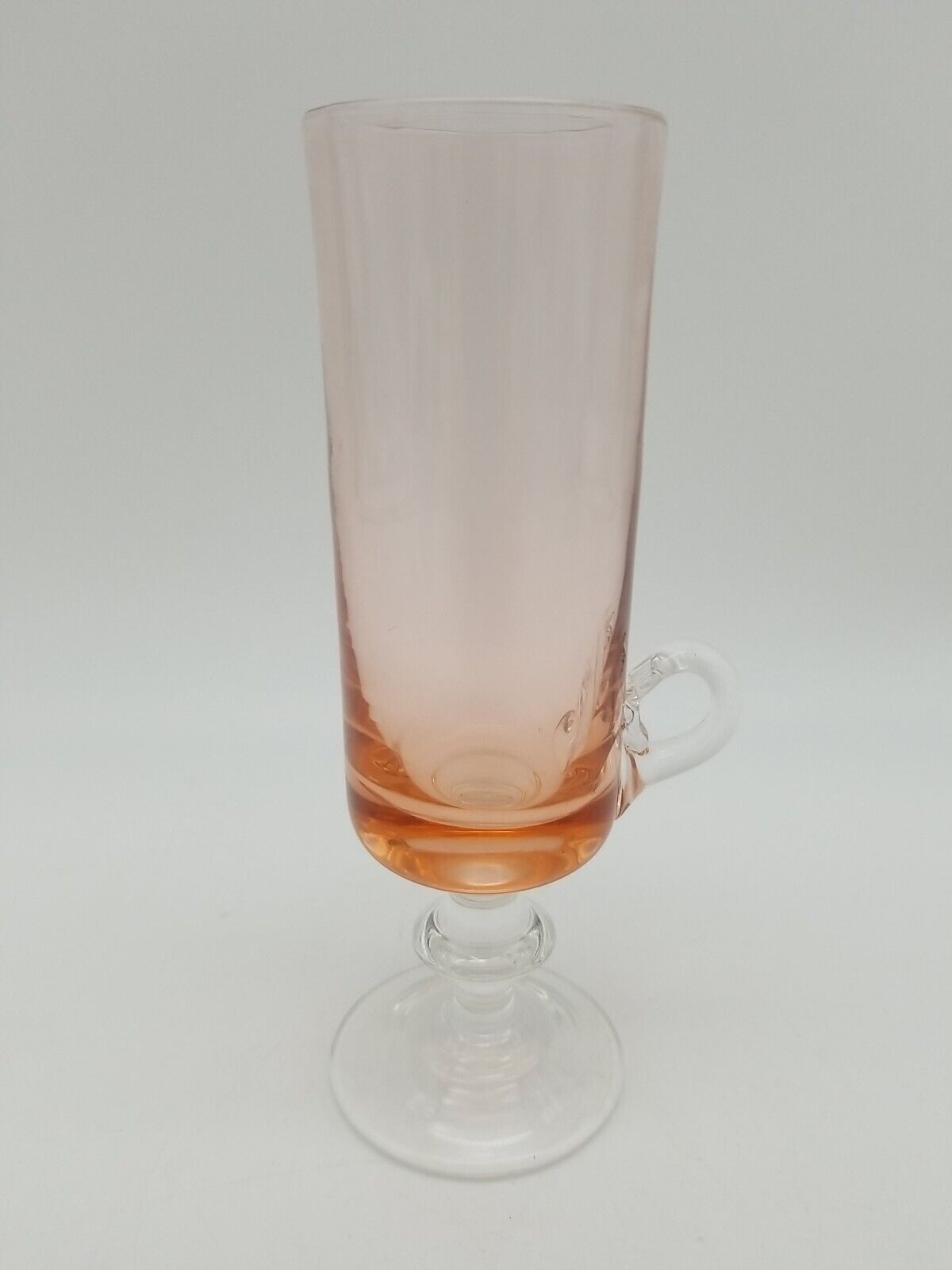 1800's Tall Skinny Cordial Shot Glass Round Hand Molded Low Finger Handle
