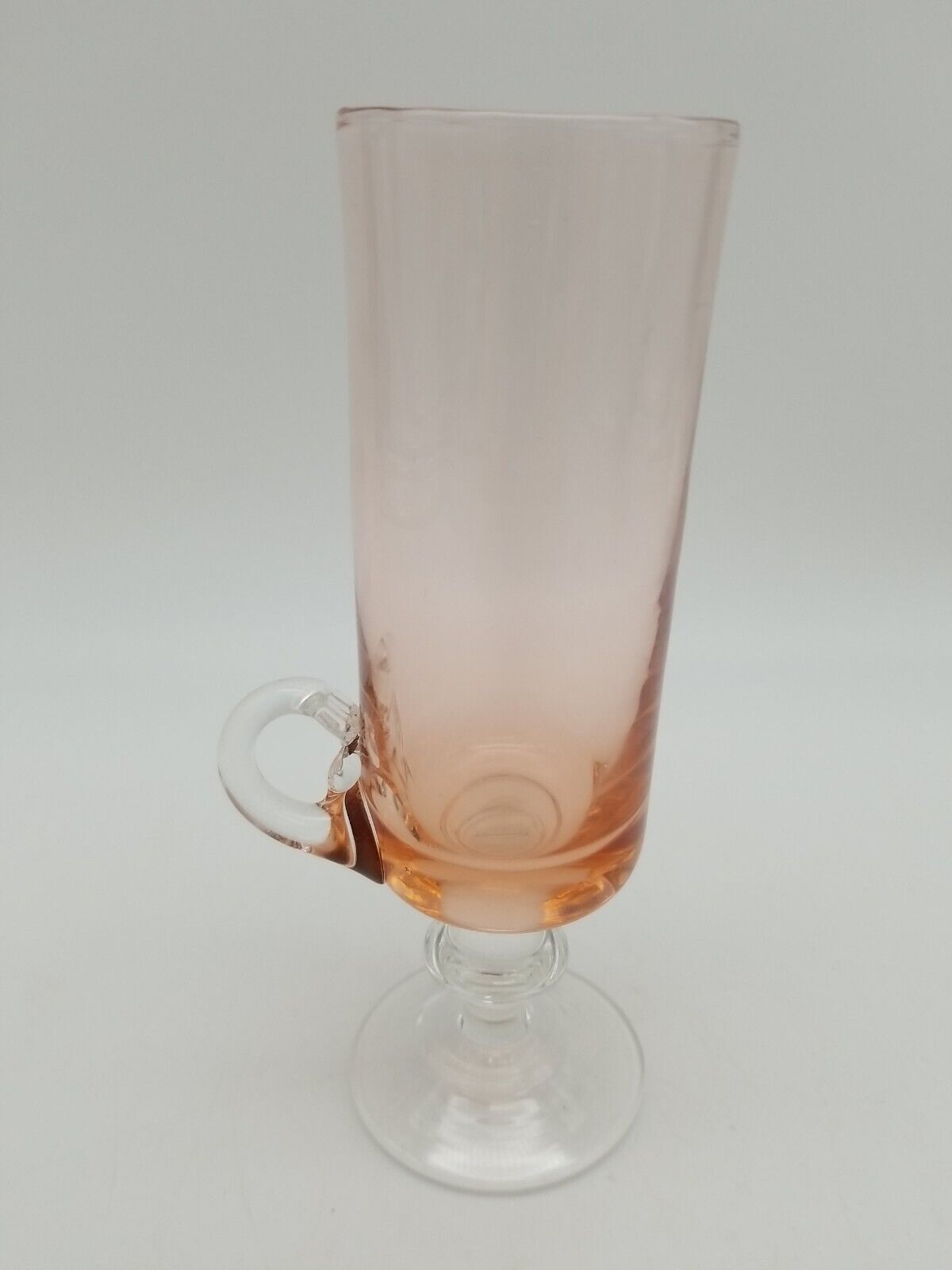 1800's Tall Skinny Cordial Shot Glass Round Hand Molded Low Finger Handle