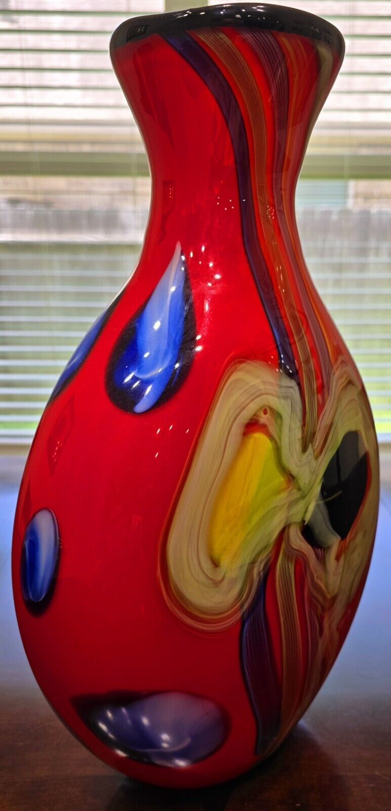 SALVADORE STUDIO MURANO GLASS VASE MULTICOLOR HAND BLOWN NEARLY 18" TALL! HEAVY!