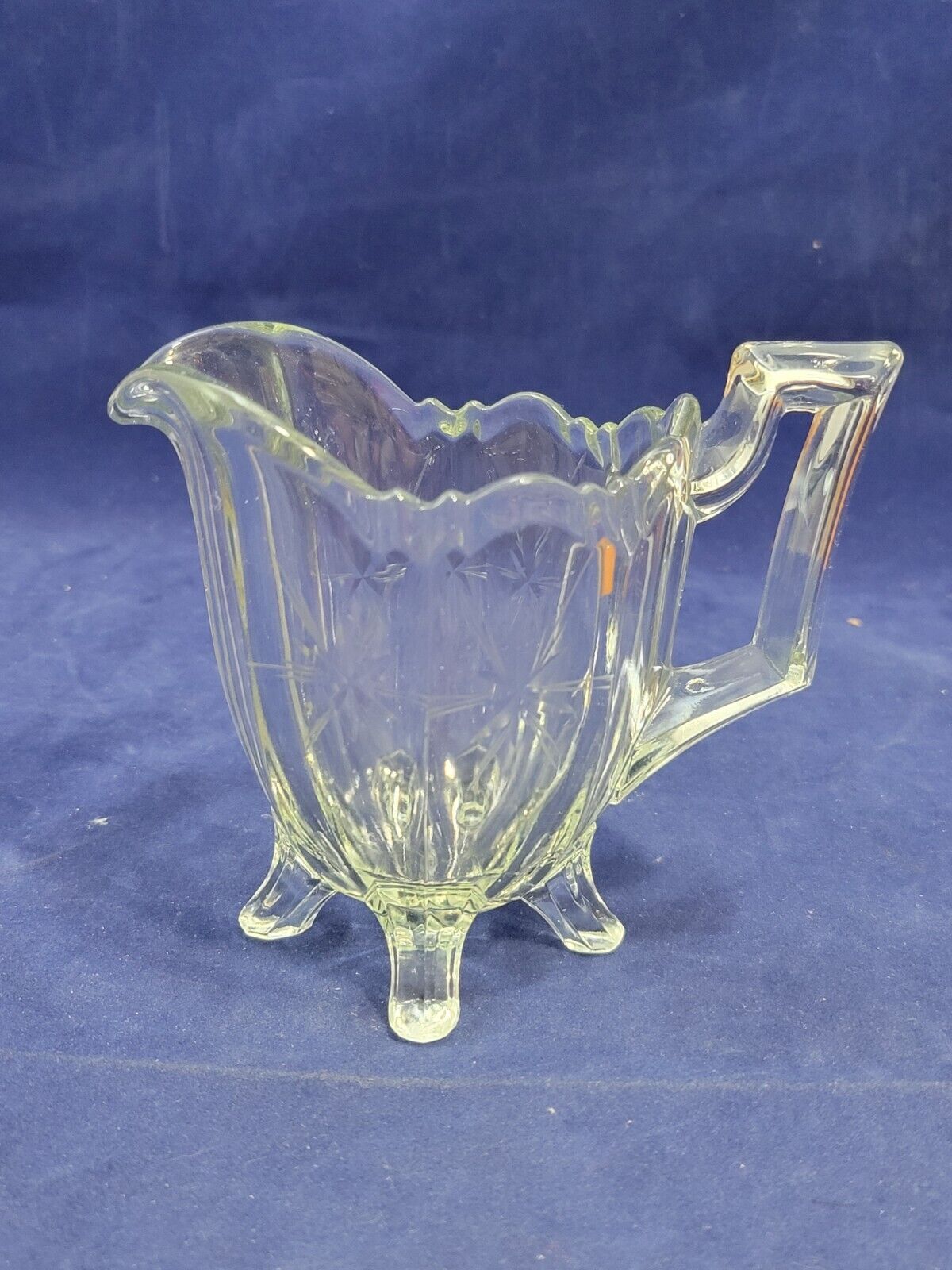 Vintage Art Deco Glass Creamer Pitcher, Indiana Glass From The Early 1900s