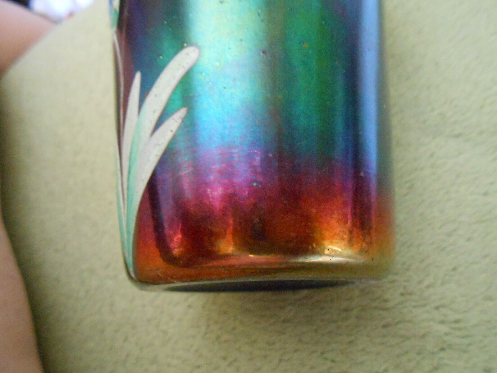 FENTON Prism Band Blue Crocus Tumbler Carnival Glass Iridescent early 1900s