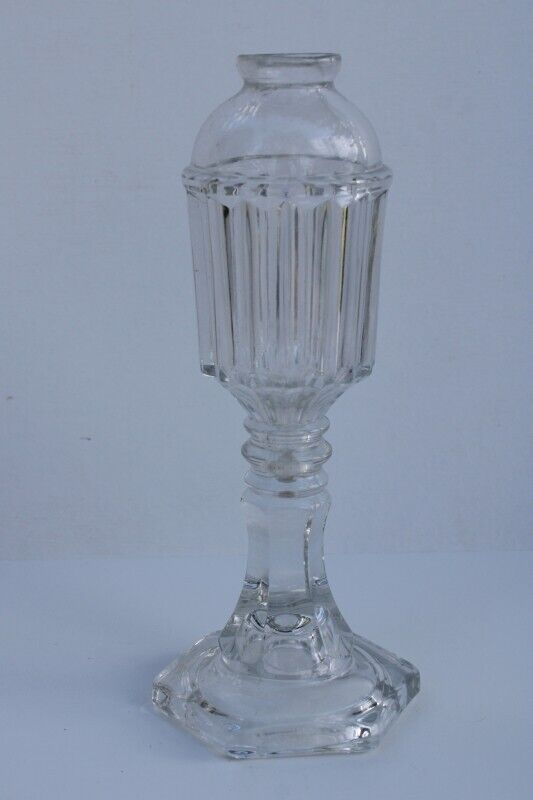 antique flint glass oil lamp Boston & Sandwich glass 1800s vintage