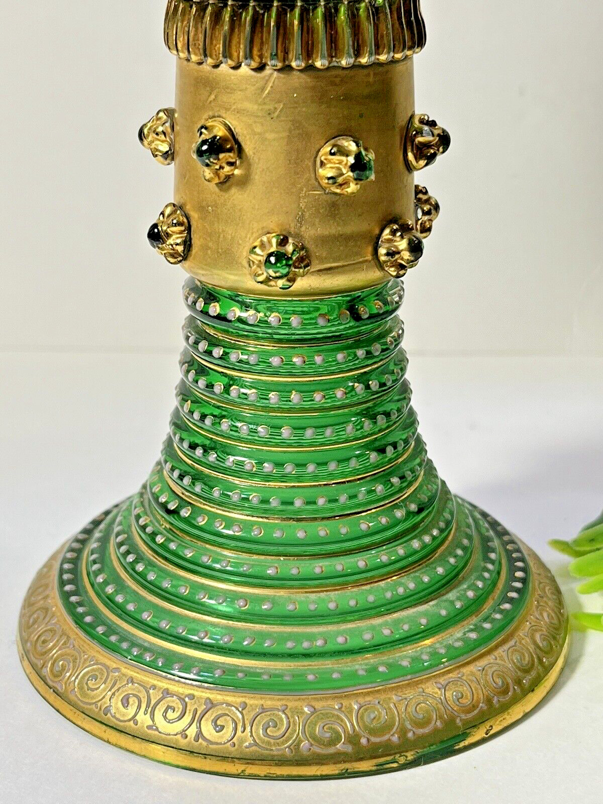 Moser Green Goblet/Chalice With Gold Accent 1900's Czech Republic Bohemia   ML