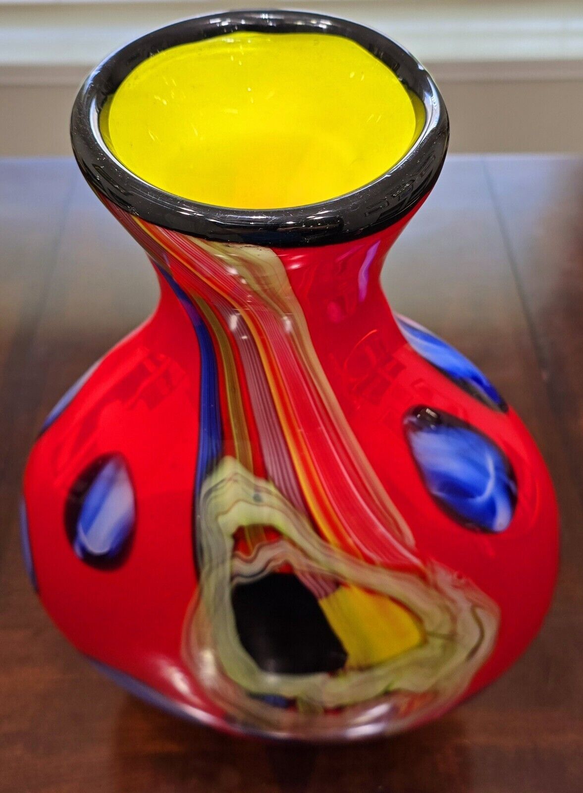 SALVADORE STUDIO MURANO GLASS VASE MULTICOLOR HAND BLOWN NEARLY 18" TALL! HEAVY!