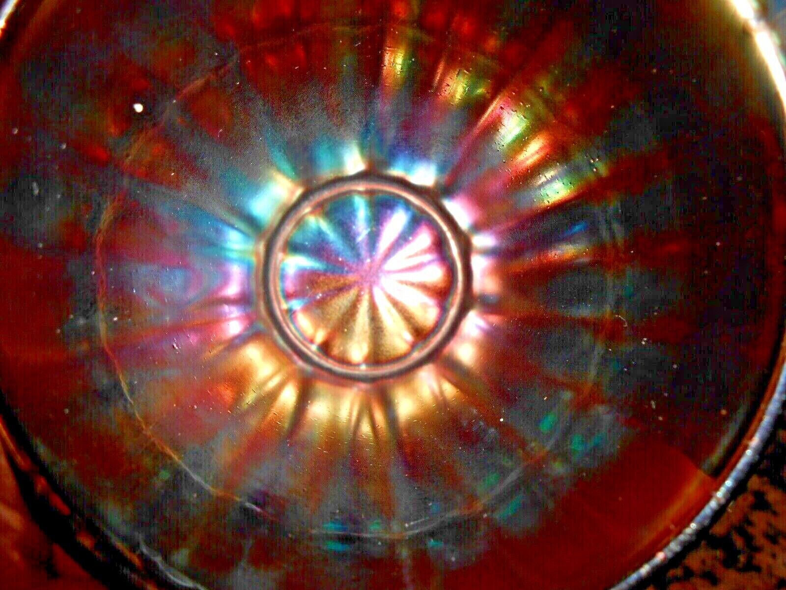 FENTON Prism Band Blue Crocus Tumbler Carnival Glass Iridescent early 1900s