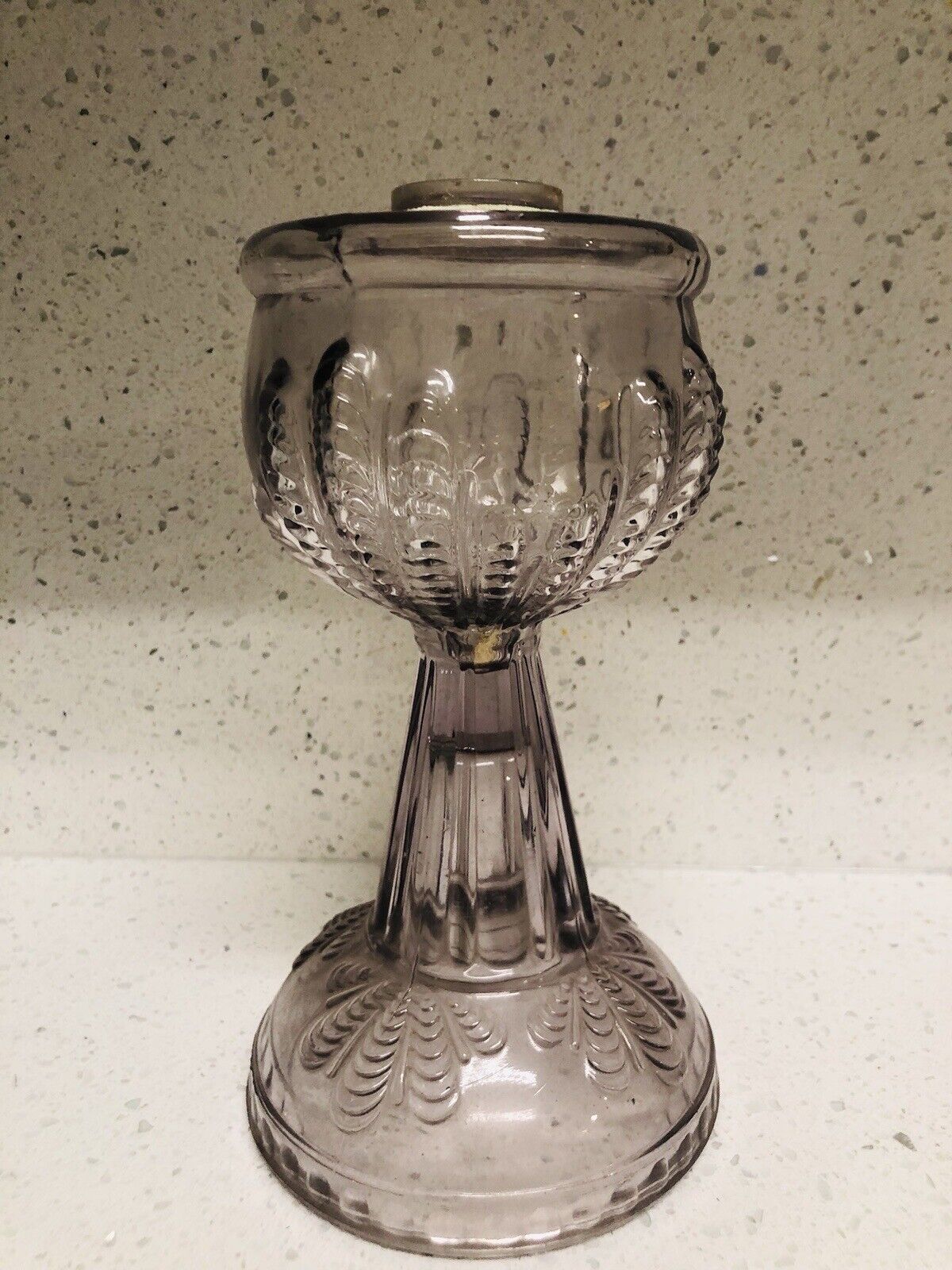 Victorian 1800s Queen Anne Clear Purple Amethyst Oil Lamp Base