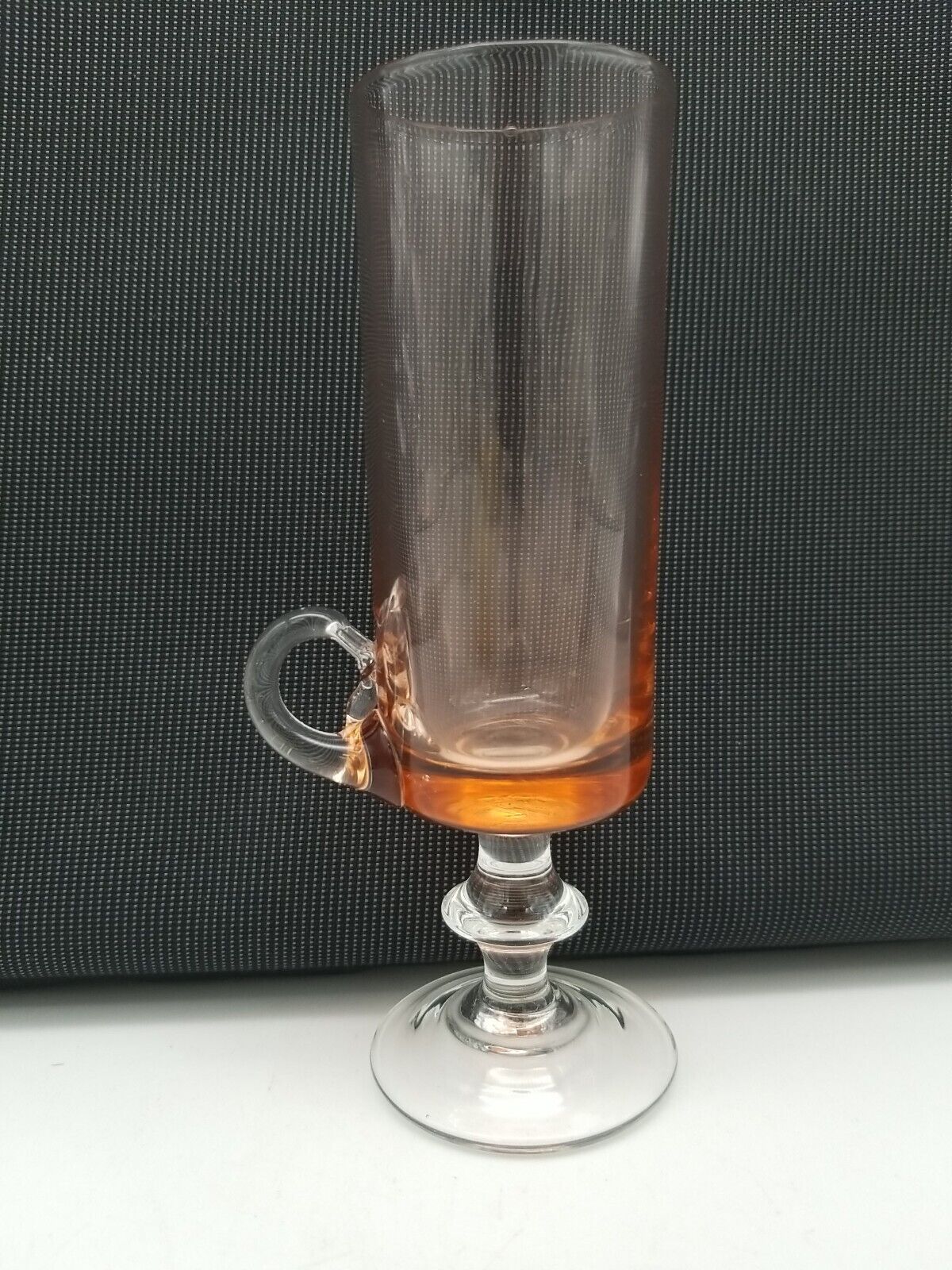 1800's Tall Skinny Cordial Shot Glass Round Hand Molded Low Finger Handle