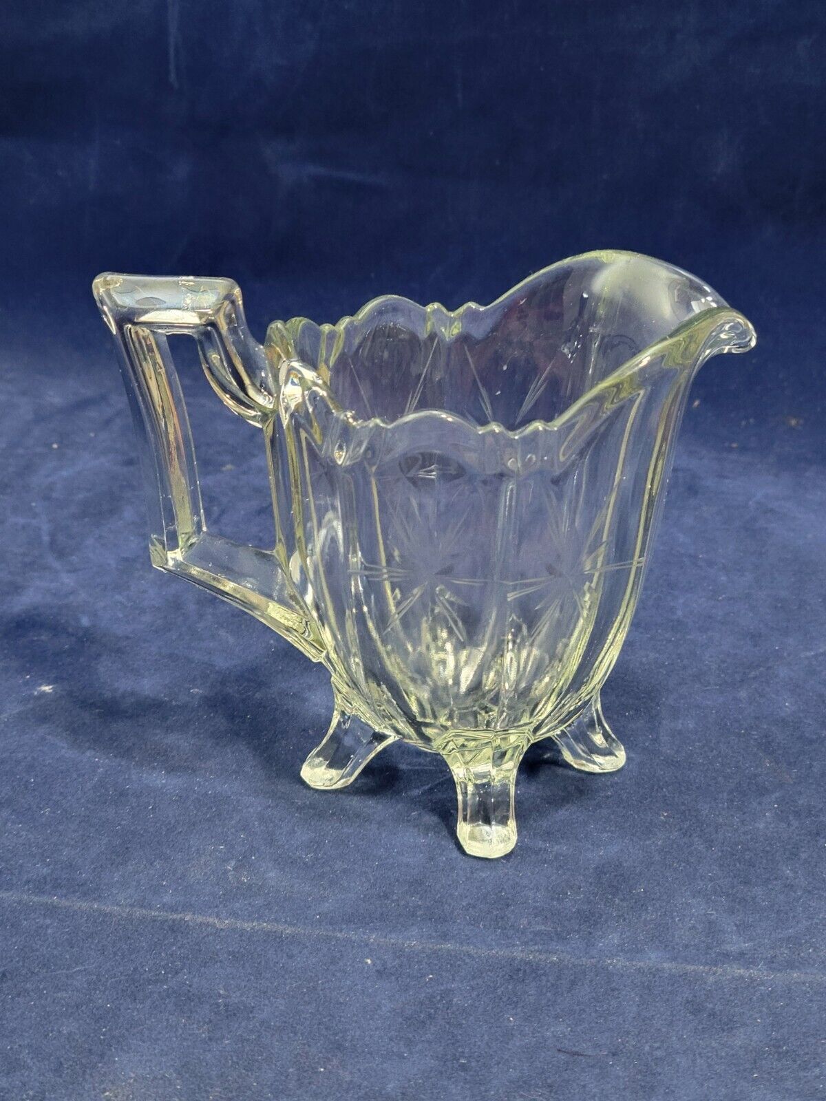 Vintage Art Deco Glass Creamer Pitcher, Indiana Glass From The Early 1900s