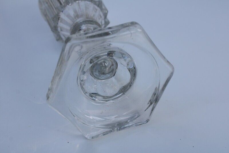 antique flint glass oil lamp Boston & Sandwich glass 1800s vintage