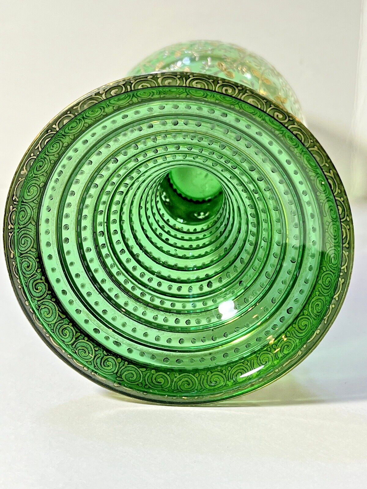 Moser Green Goblet/Chalice With Gold Accent 1900's Czech Republic Bohemia   ML
