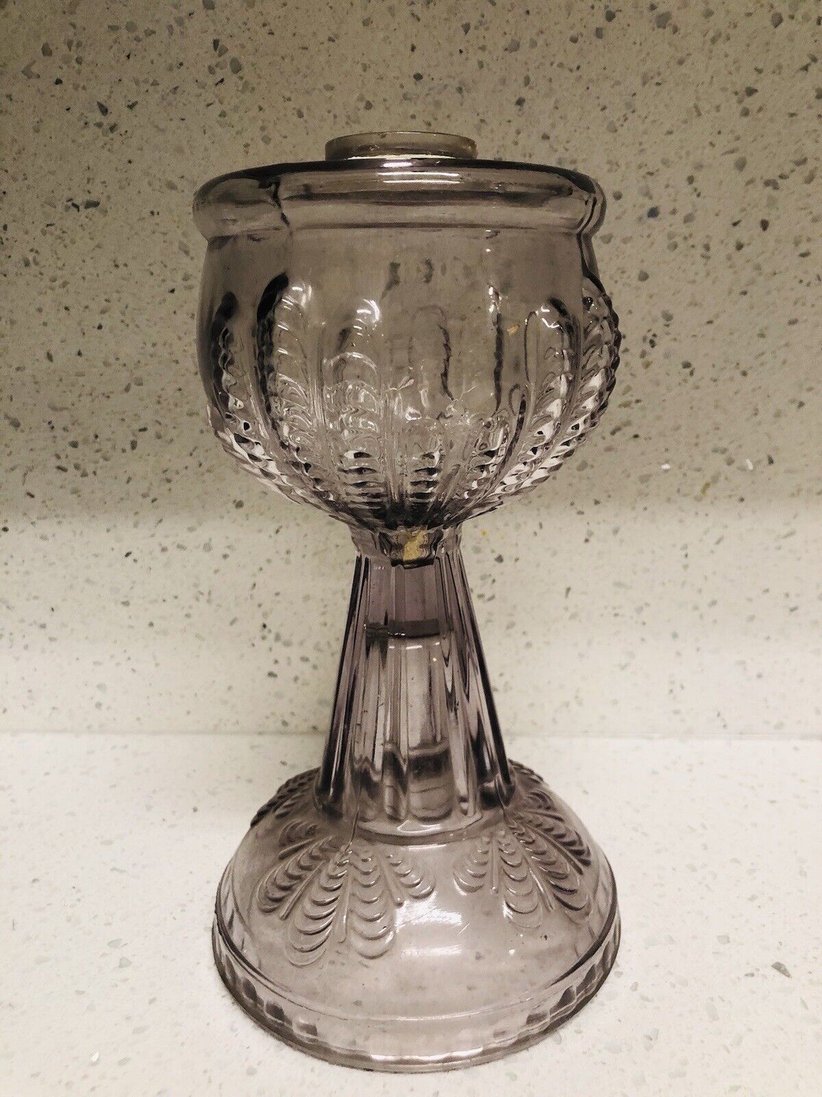 Victorian 1800s Queen Anne  Clear Purple Amethyst Oil Lamp Base