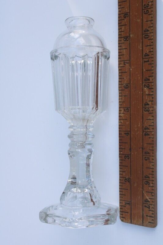 antique flint glass oil lamp Boston & Sandwich glass 1800s vintage