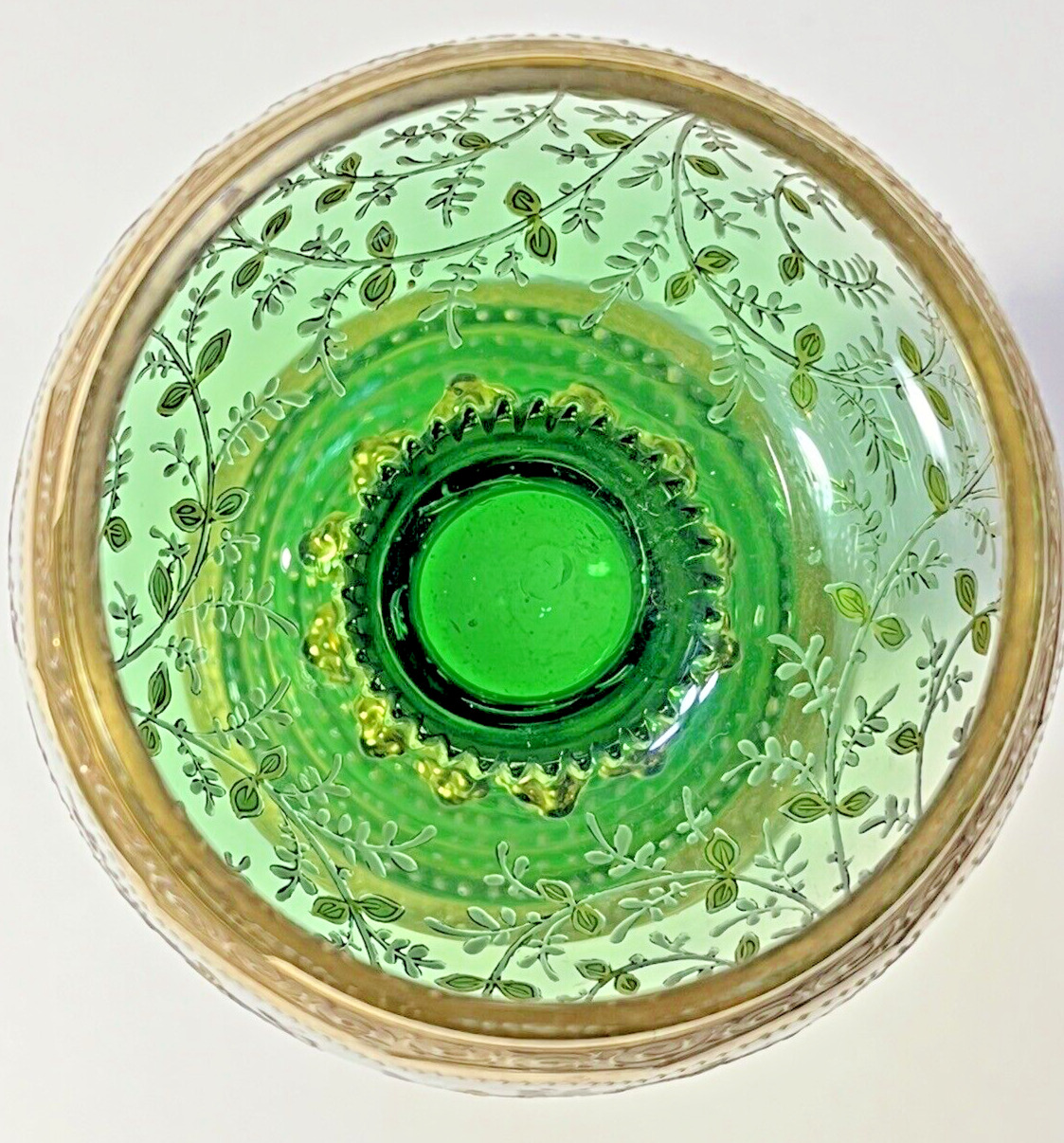 Moser Green Goblet/Chalice With Gold Accent 1900's Czech Republic Bohemia   ML