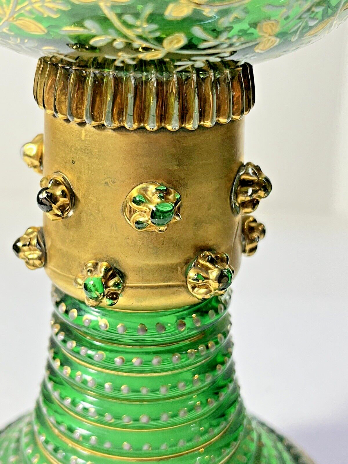 Moser Green Goblet/Chalice With Gold Accent 1900's Czech Republic Bohemia   ML
