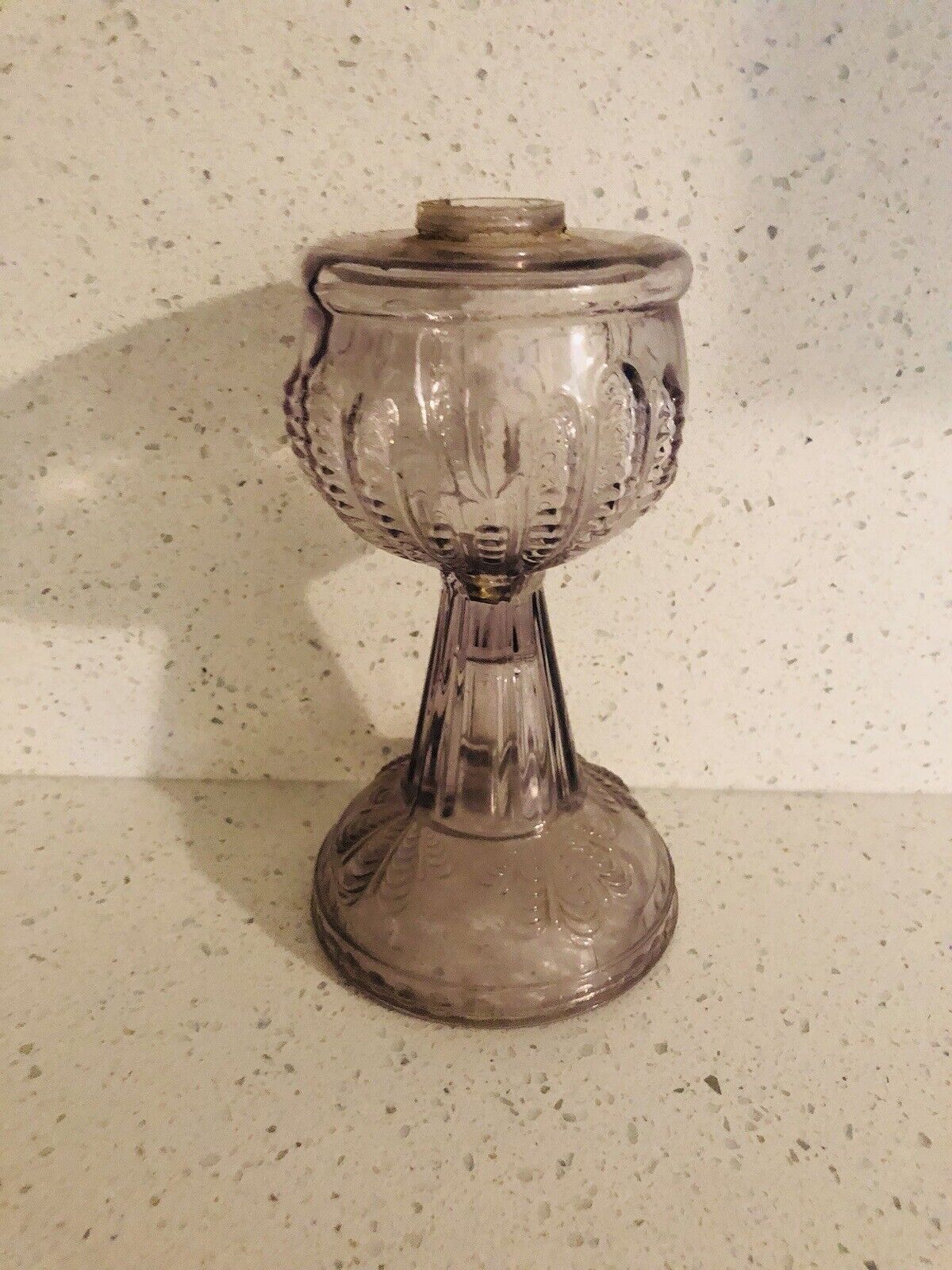 Victorian 1800s Queen Anne  Clear Purple Amethyst Oil Lamp Base