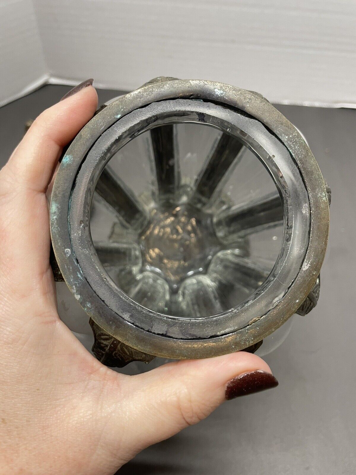 Blown Glass Jar/Metal Casing Possibly Early 1900s *Defects Noted in Description*