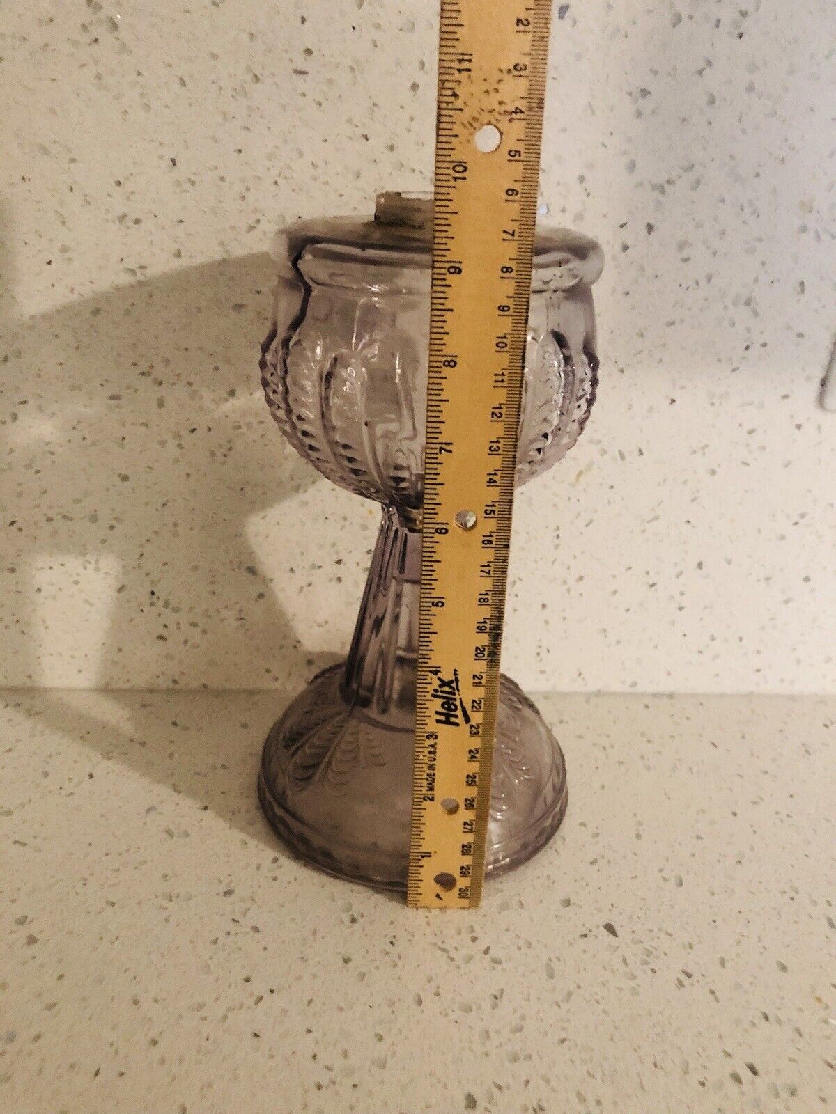Victorian 1800s Queen Anne  Clear Purple Amethyst Oil Lamp Base