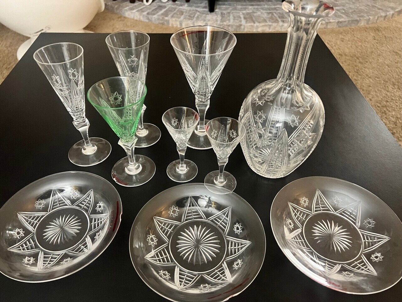 Early 1900's Val St Lambert Crystal Lot "Berlin" Pattern 8 Sided Star Cut DAMAGE