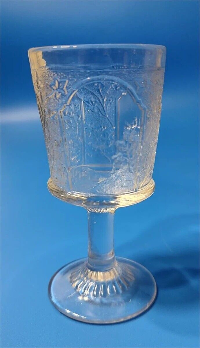 Rare Set of 6 Bryce Brothers Willow Oak Wreath EAPG Cordial Glasses, Late 1800s