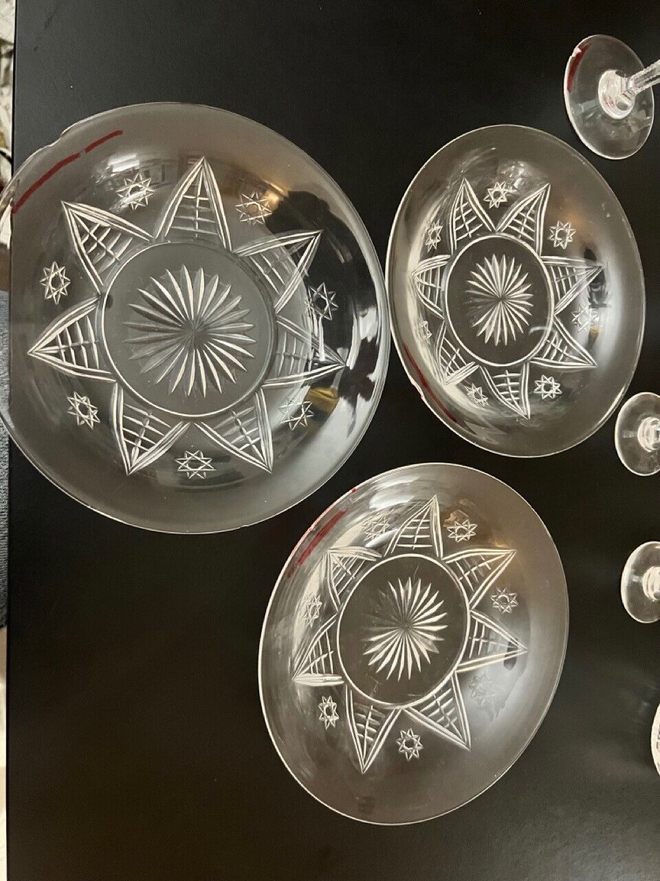 Early 1900's Val St Lambert Crystal Lot "Berlin" Pattern 8 Sided Star Cut DAMAGE