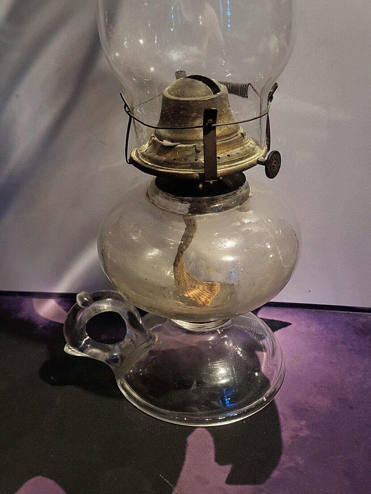 Antique Oil Lamp Mold Blown 1897 P&A Burner Single Wick